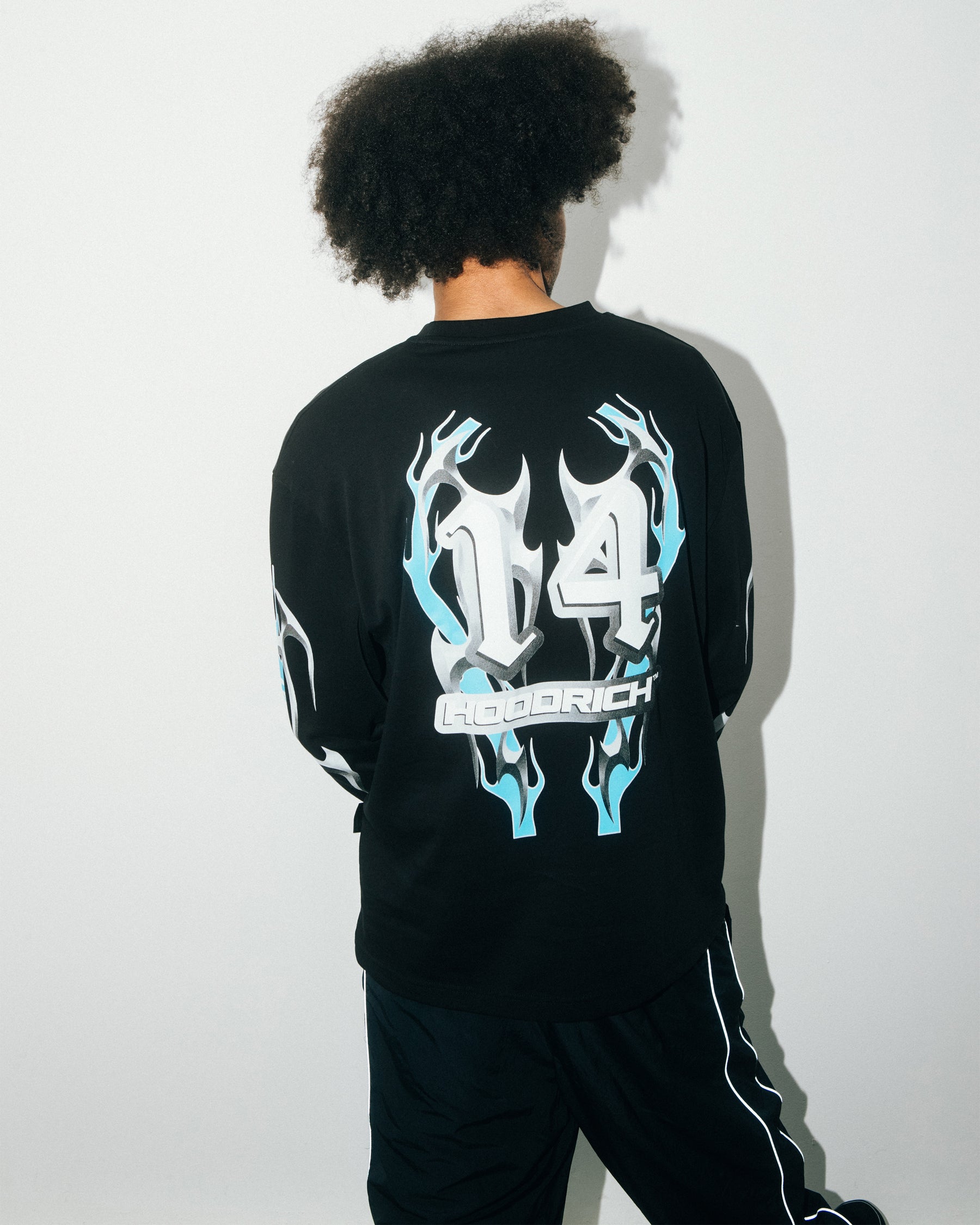 Racing Oversized Long Sleeve T-Shirt - Black/White/Blue