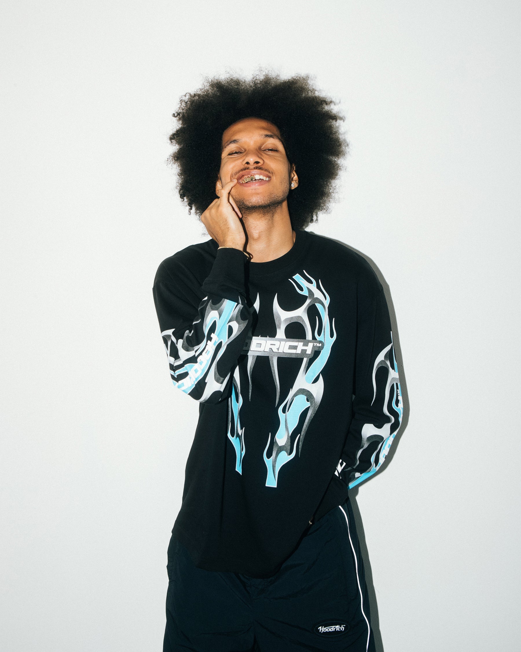 Racing Oversized Long Sleeve T-Shirt - Black/White/Blue