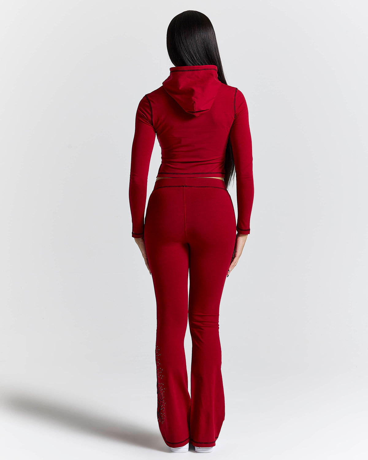 Felpa con cappuccio intera Gleam V2 - Dahlia Rossa/Nero/Strass Argento