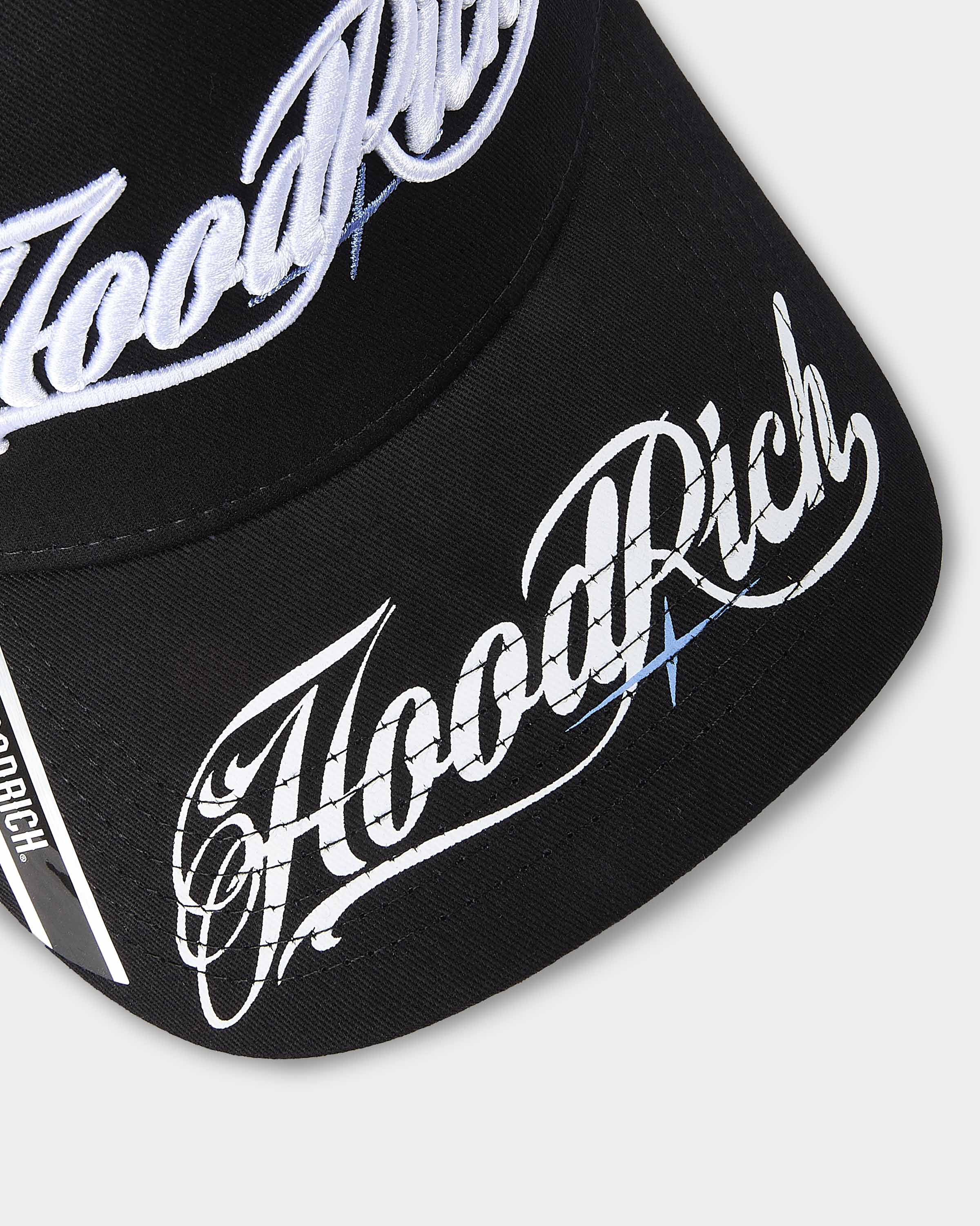 Black cap with 'Hood Rich' branding on a white background
