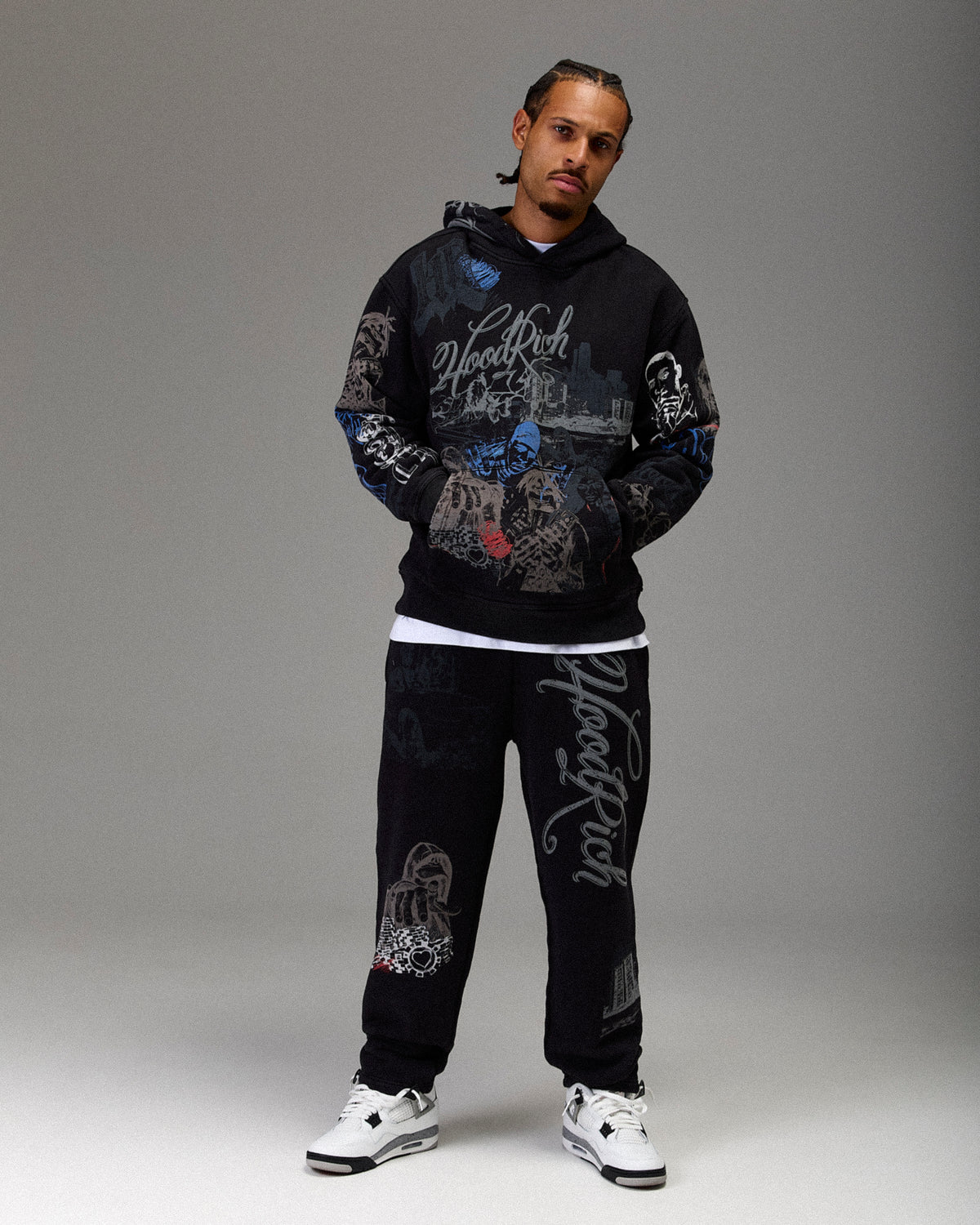 Felpa con cappuccio oversize Winner's Circle - Lavaggio nero
