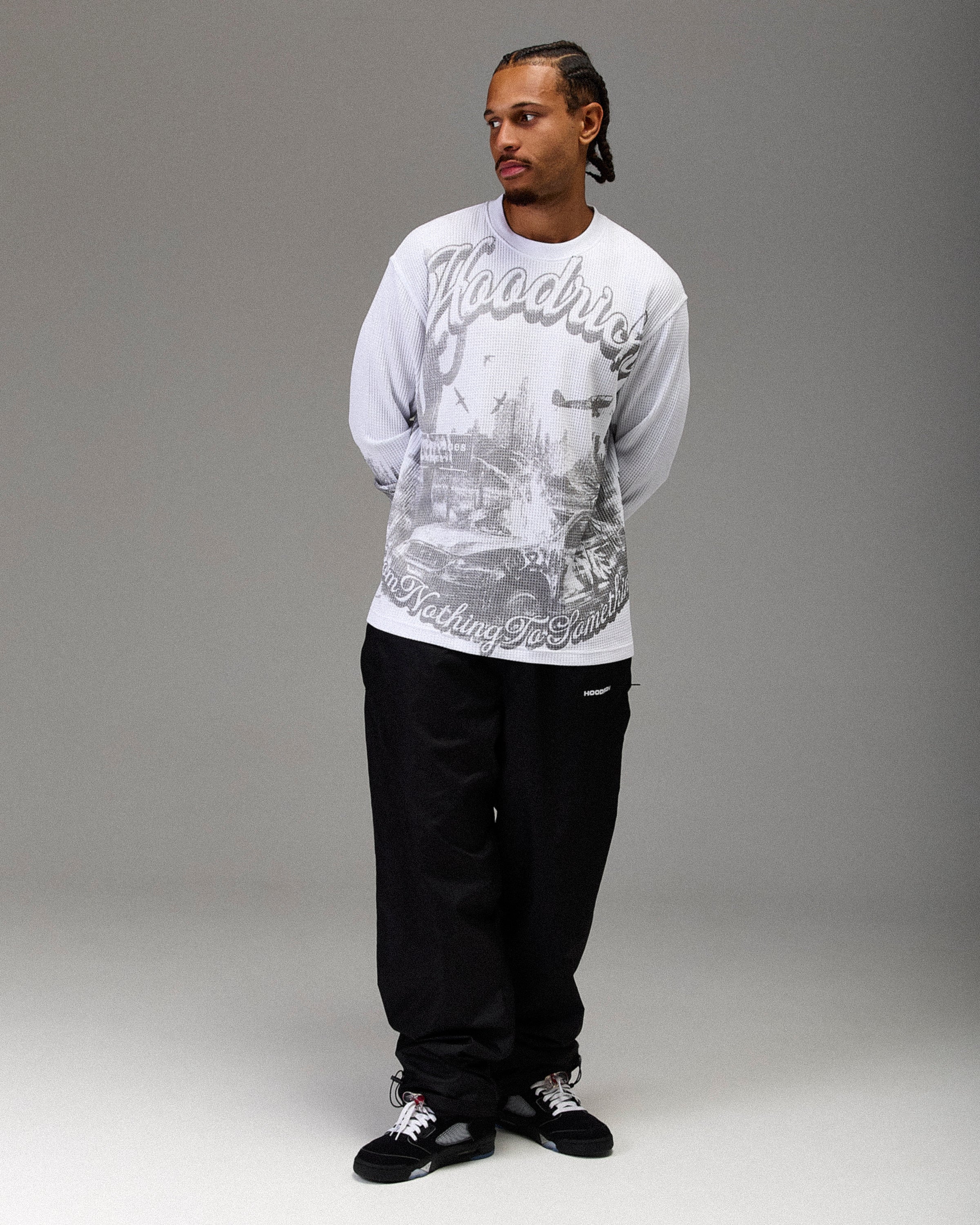 T-shirt oversize a maniche lunghe The Winner's Circle - Bianco/Grigio