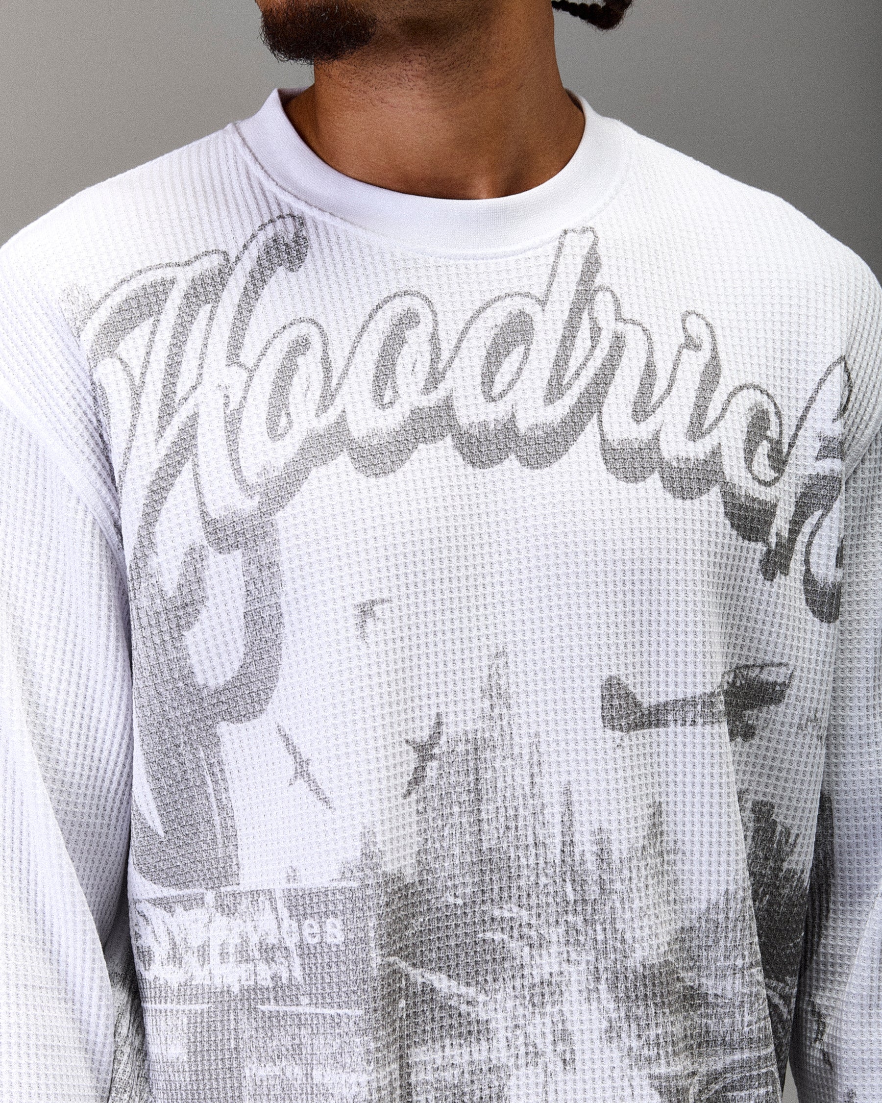 The Winner's Circle Oversized Long Sleeve T-Shirt - White/Grey