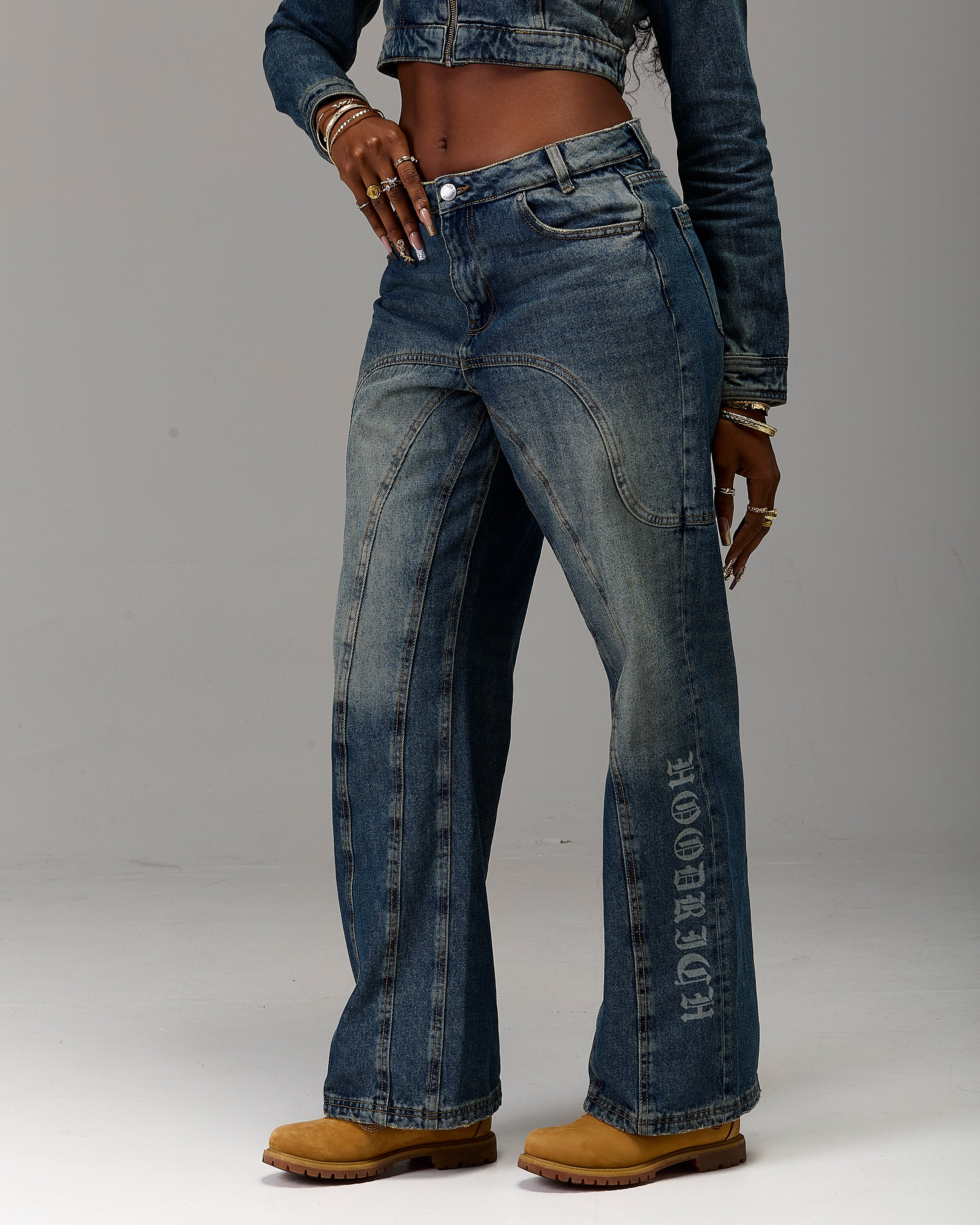 Jeans a gamba larga Snowdrift di Winner's Circle - Lavaggio sporco