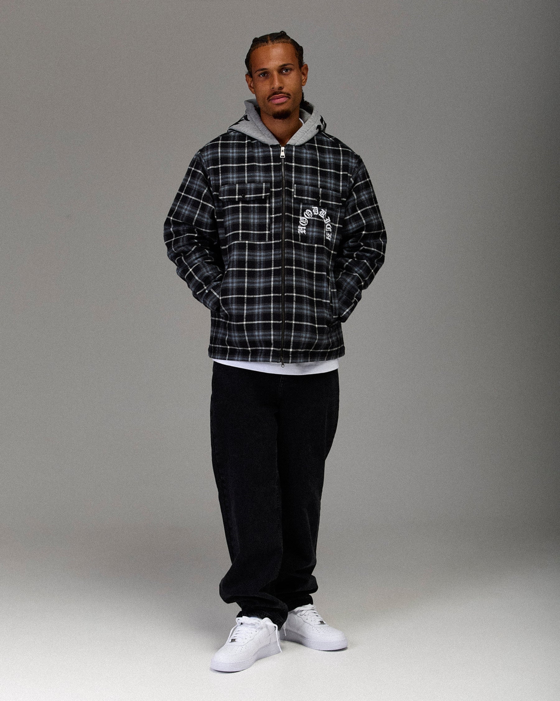 The Winner's Circle Hooded Plaid Shirt - Blue/Black