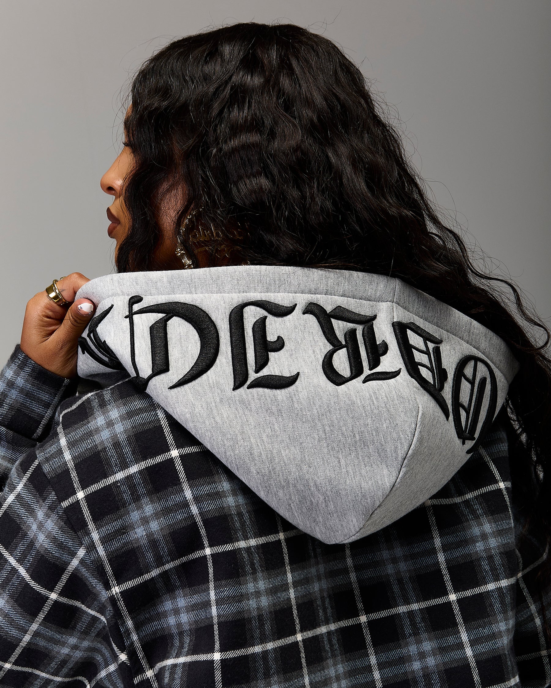 The Winner's Circle Hooded Plaid Shirt - Blue/Black