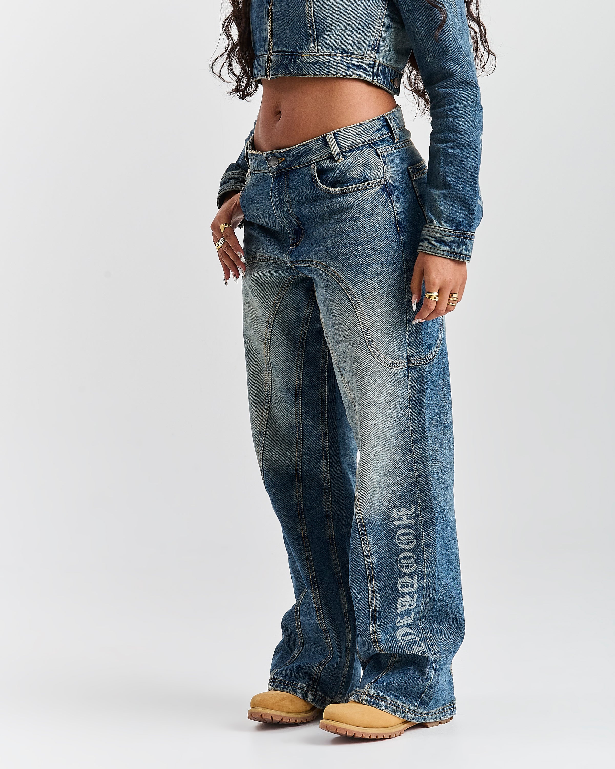 Jeans a gamba larga Snowdrift di Winner's Circle - Lavaggio sporco