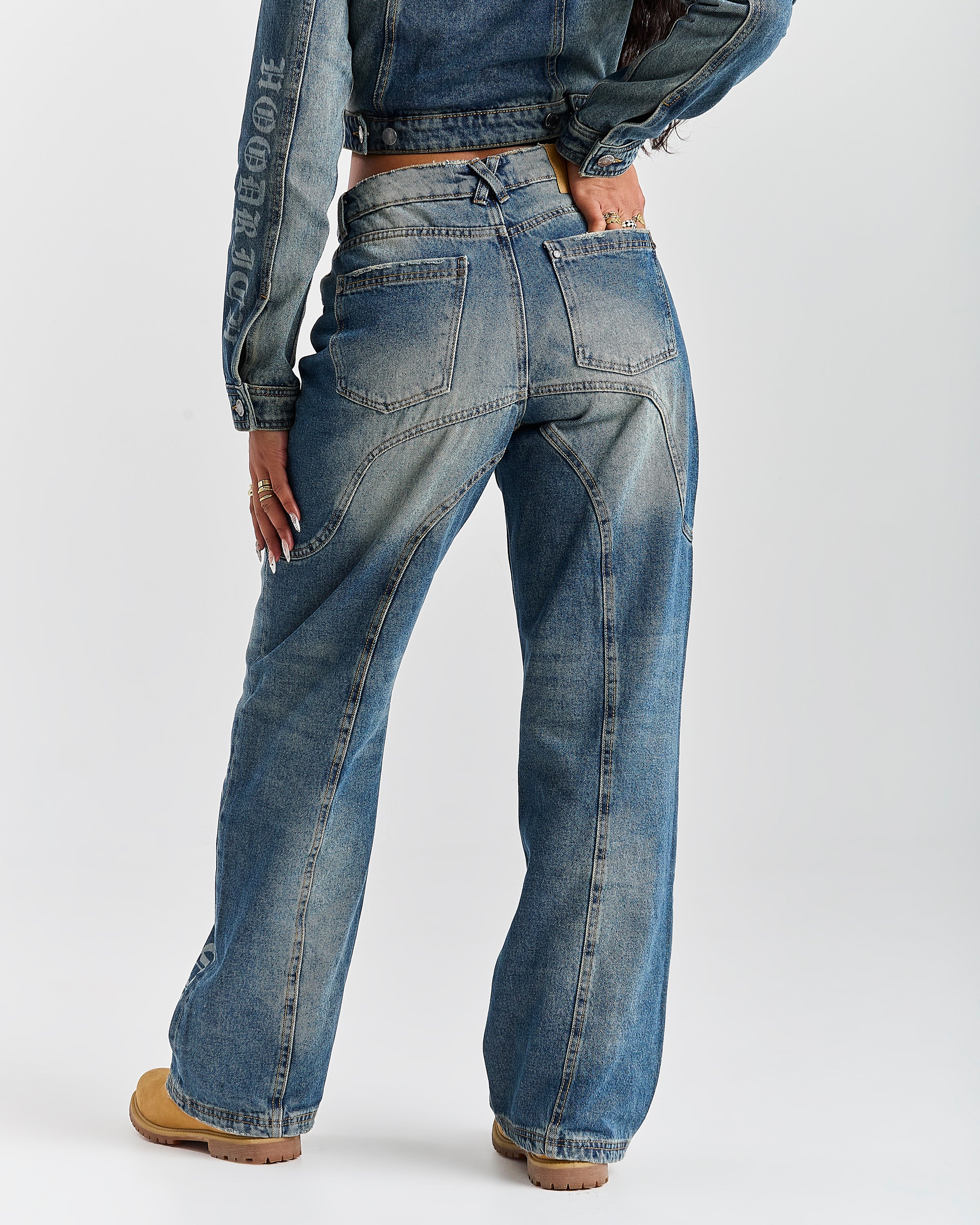 Jeans a gamba larga Snowdrift di Winner's Circle - Lavaggio sporco