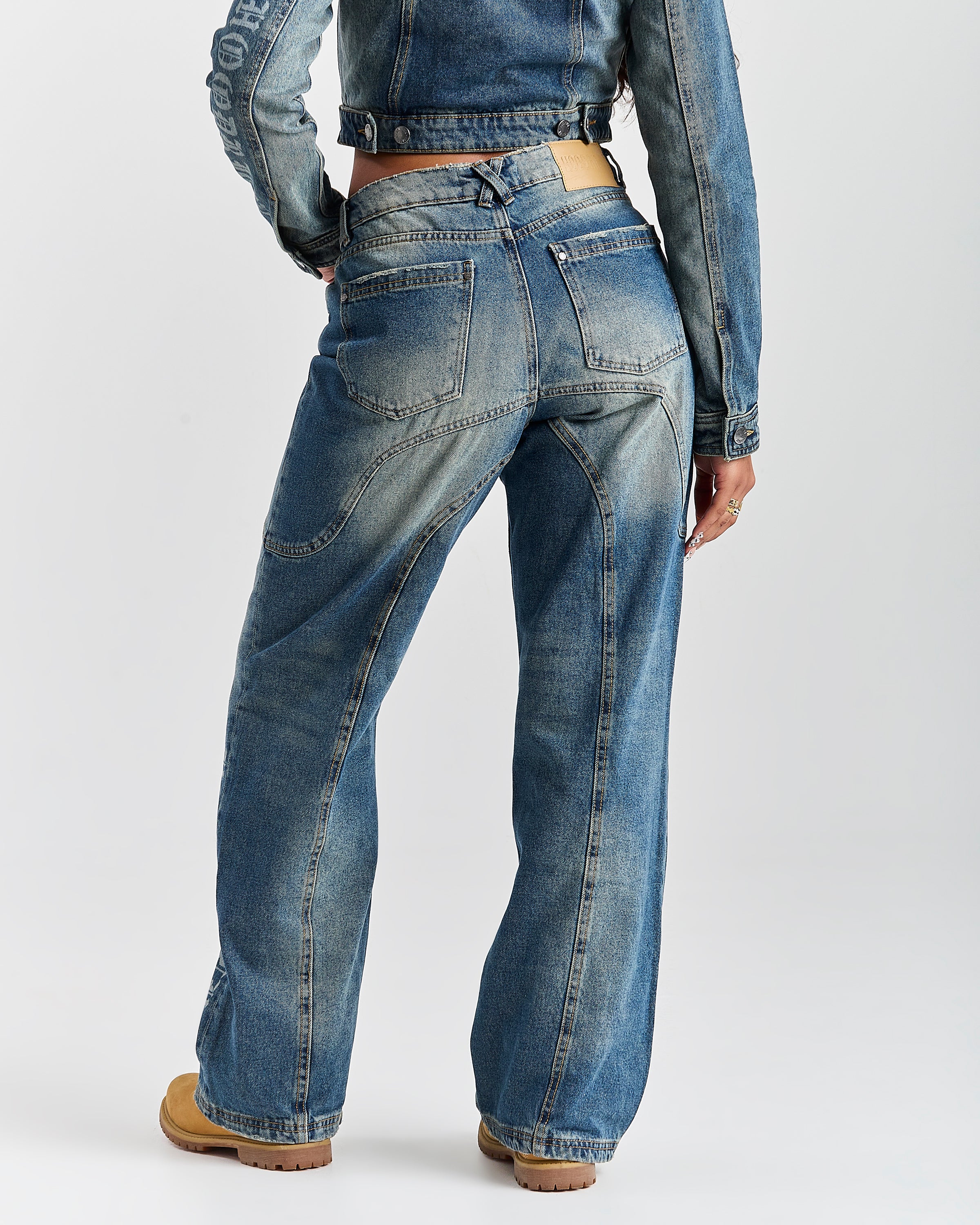 Jeans a gamba larga Snowdrift di Winner's Circle - Lavaggio sporco