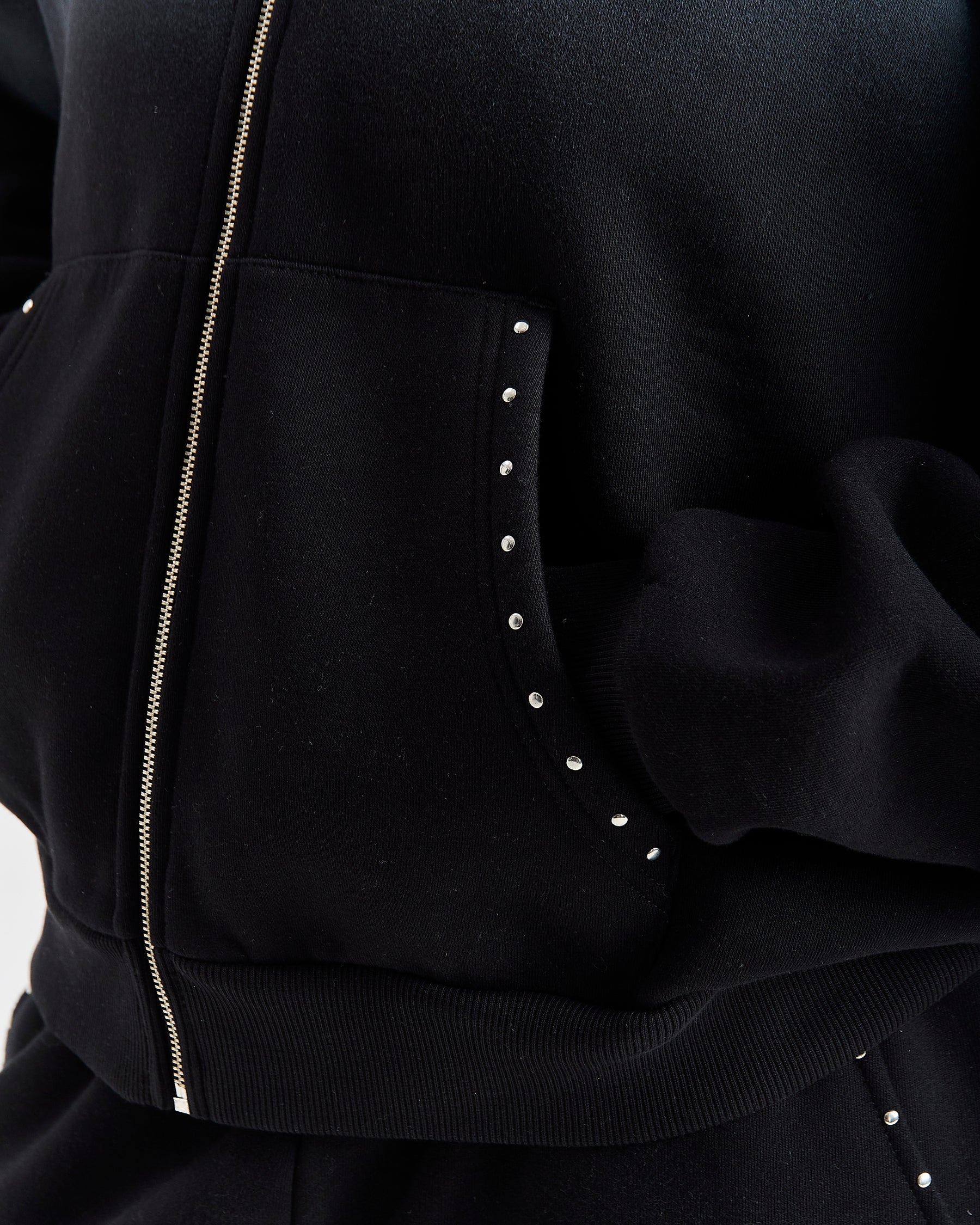 Aspen Mid Length Zip Hoodie - Black Wash
