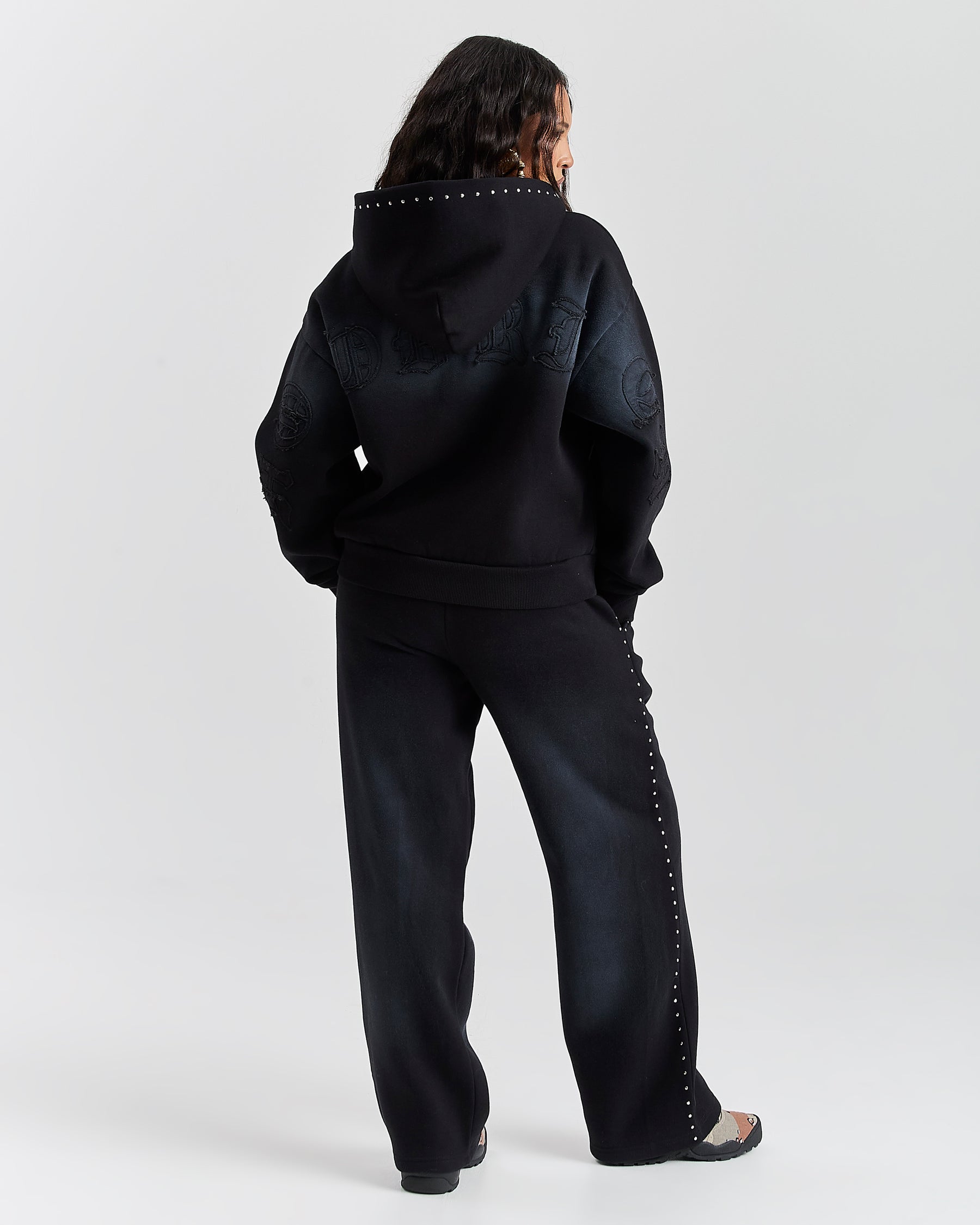 Aspen Mid Length Zip Hoodie - Black Wash