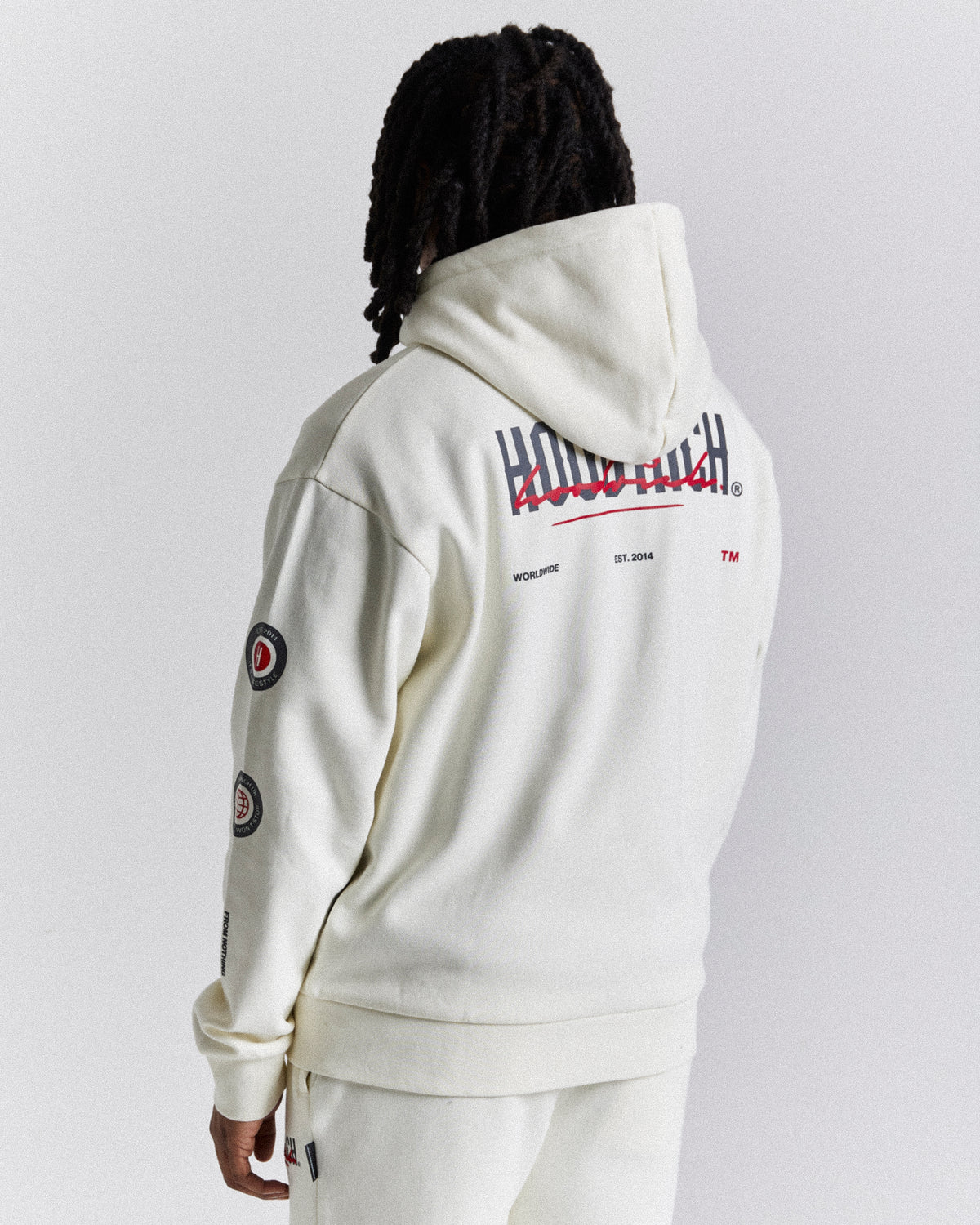 Felpa con cappuccio Fusion Zip - Bianco sporco/Grigio/Rosso