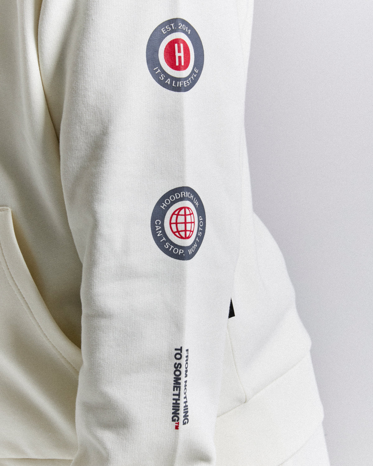 Felpa con cappuccio Fusion Zip - Bianco sporco/Grigio/Rosso