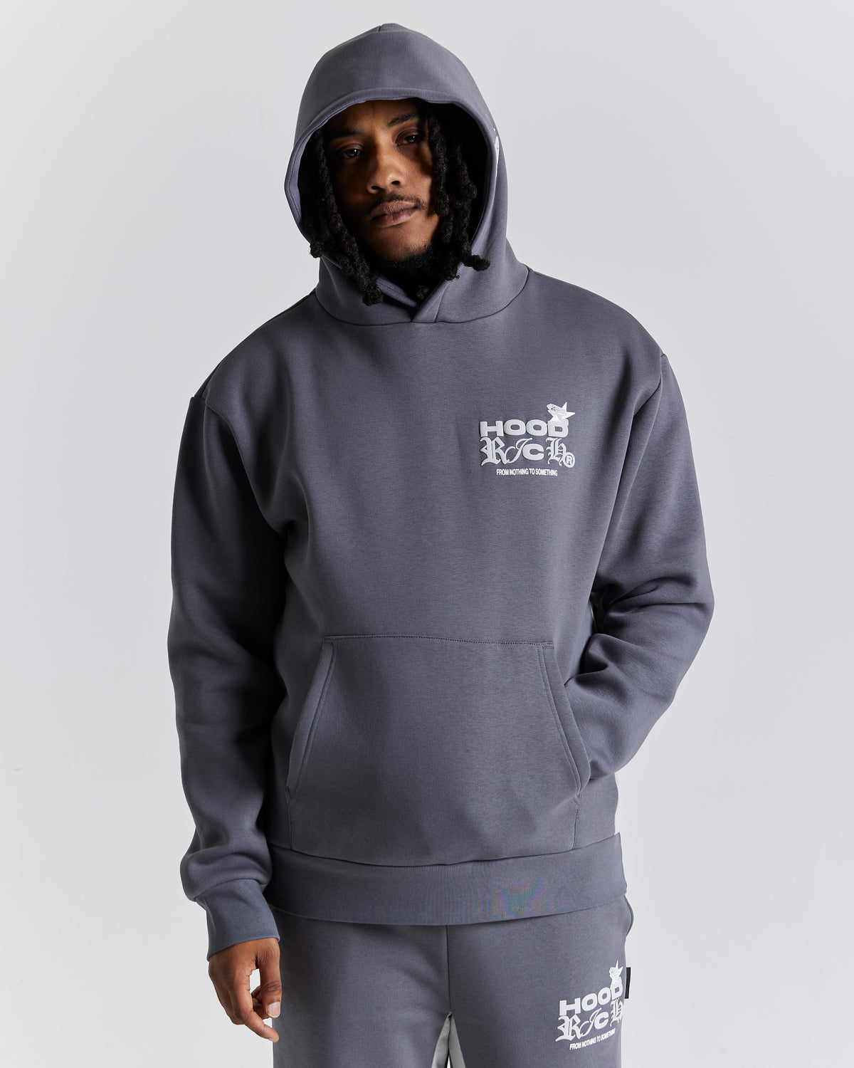 Felpa con cappuccio Rec Relaxed - Grigio/Bianco
