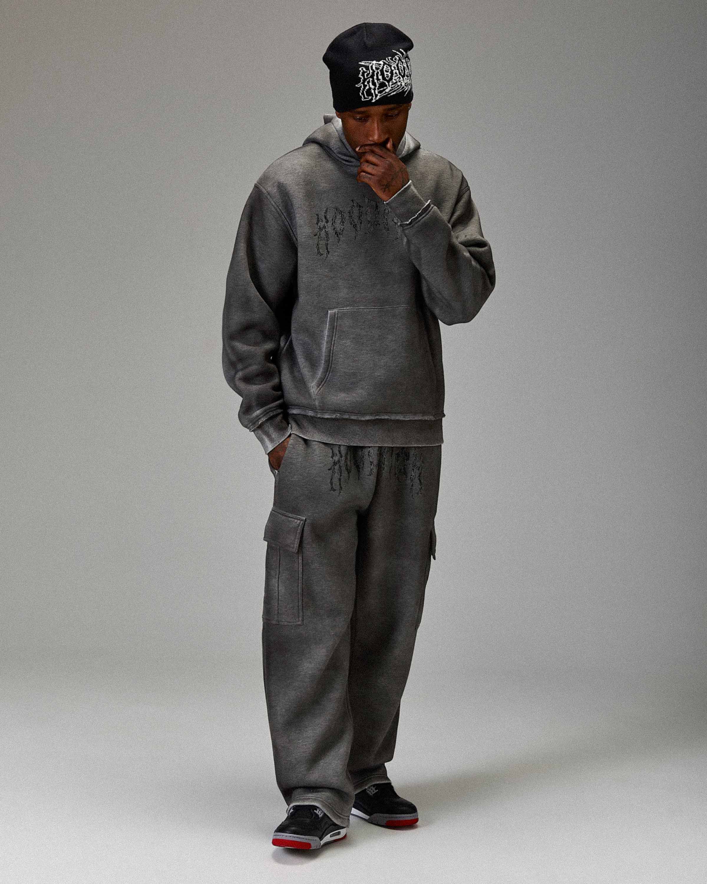 The Winner's Circle Hazy Oversized Open Hem Joggers - Grey