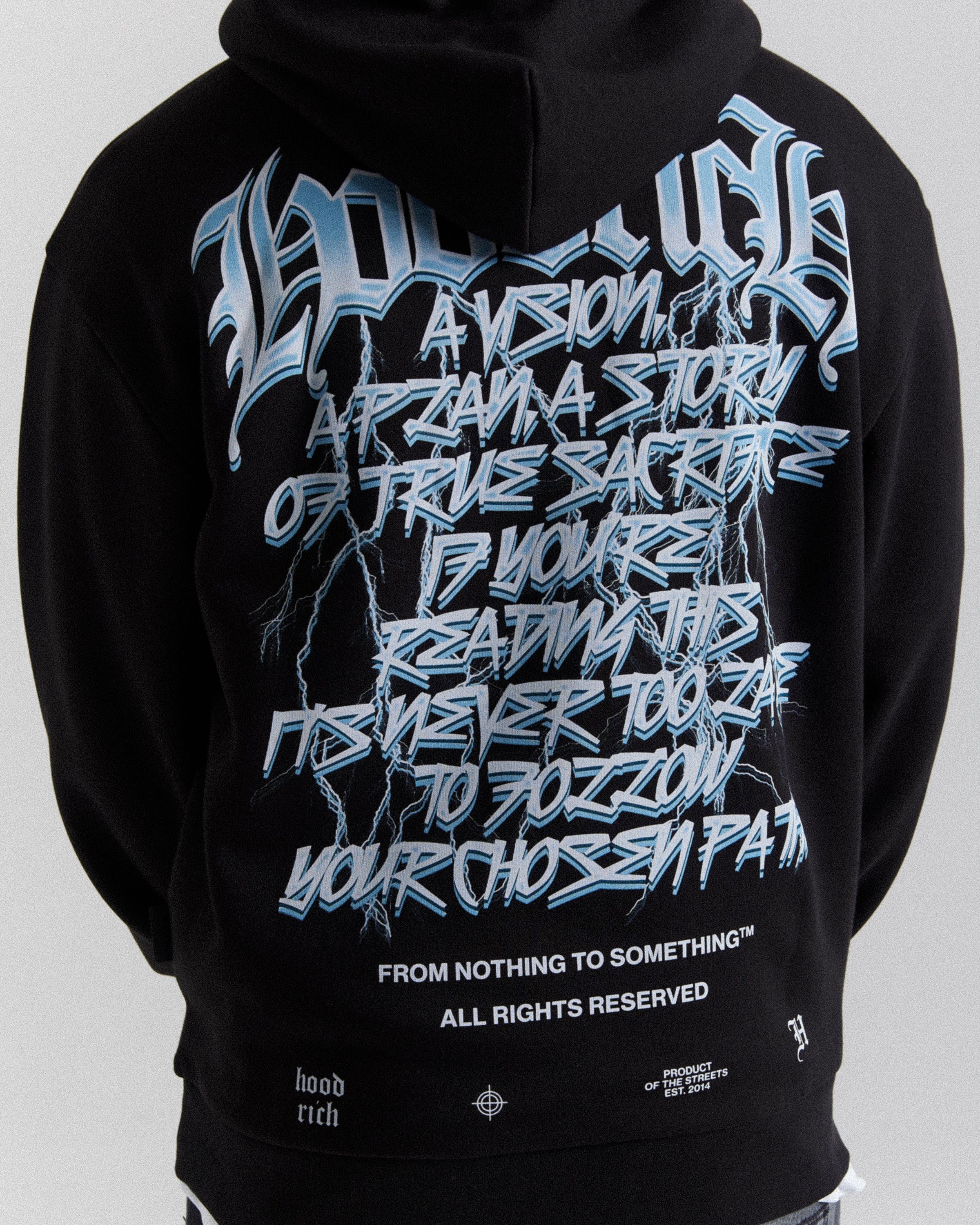 Tornado Oversized Hoodie - Black/White/Blue