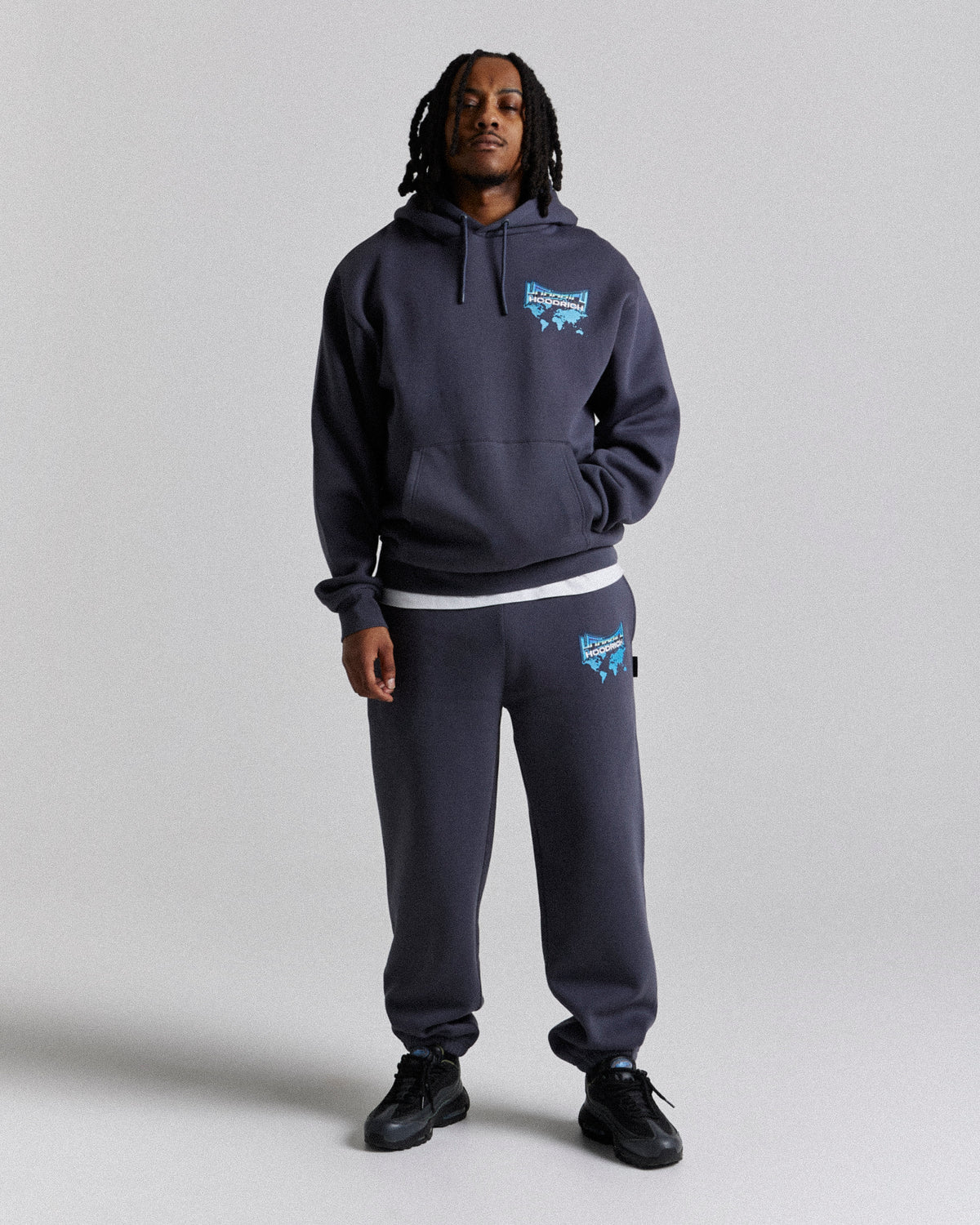 Felpa con cappuccio oversize mondiale - Blu/Bianco