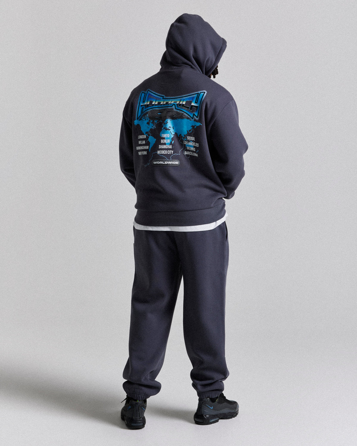 Felpa con cappuccio oversize mondiale - Blu/Bianco