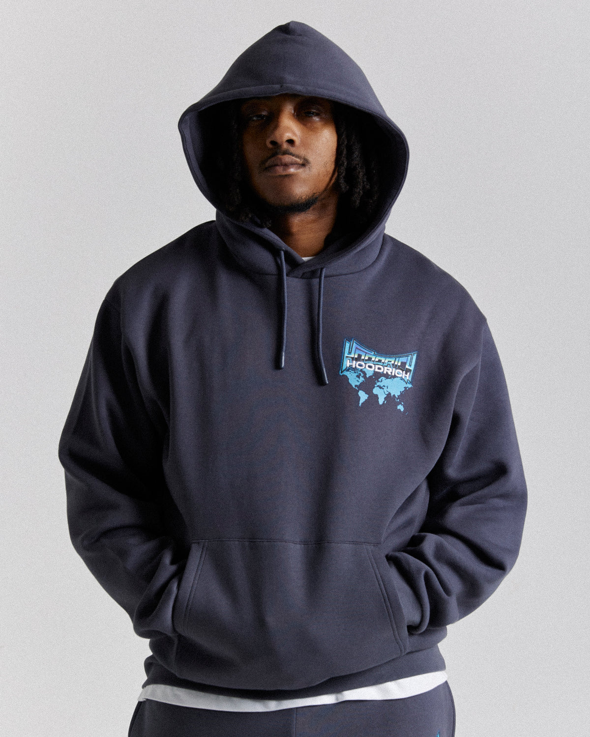 Felpa con cappuccio oversize mondiale - Blu/Bianco