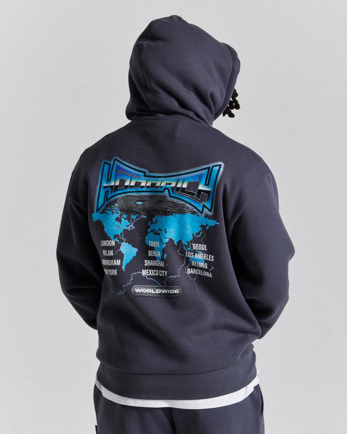 Felpa con cappuccio oversize mondiale - Blu/Bianco
