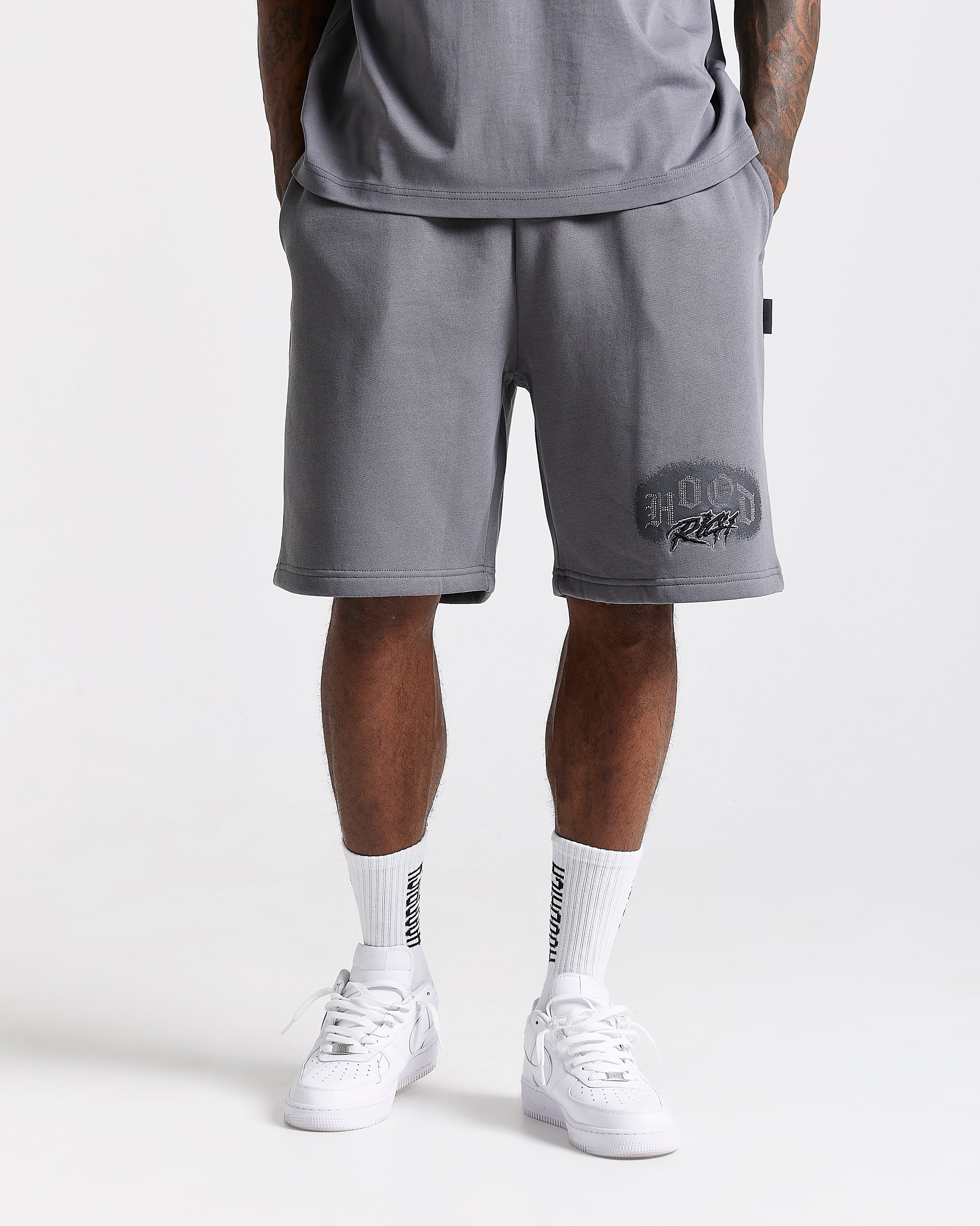 Pantaloncini oversize Iron - Grigio/Strass