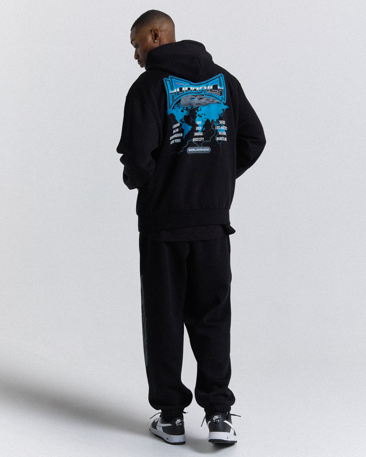 Felpa con cappuccio oversize mondiale - Nero/Bianco/Blu