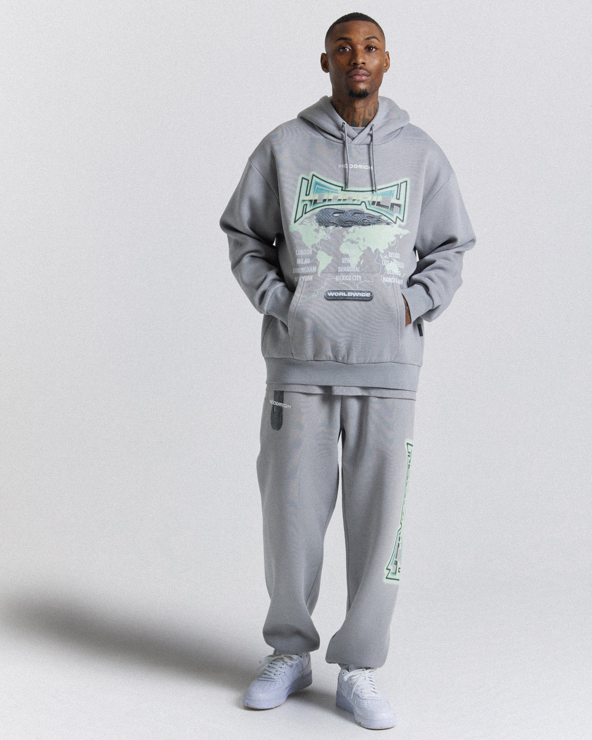 Felpa con cappuccio oversize mondiale - Grigio/Bianco/Verde