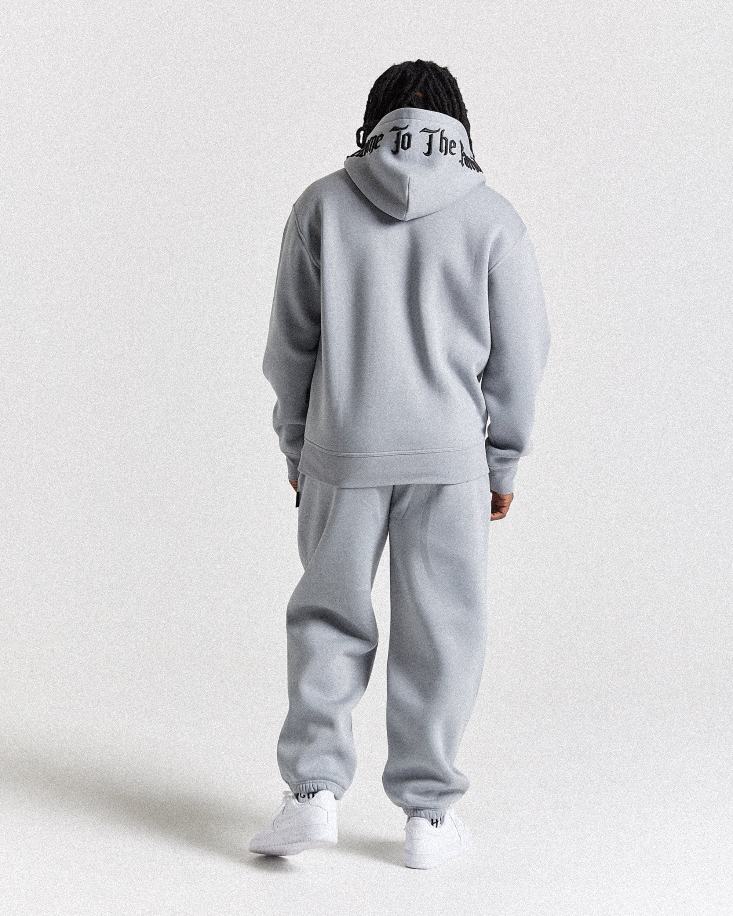 Felpa con cappuccio oversize scura - Grigio/Nero/Rosso
