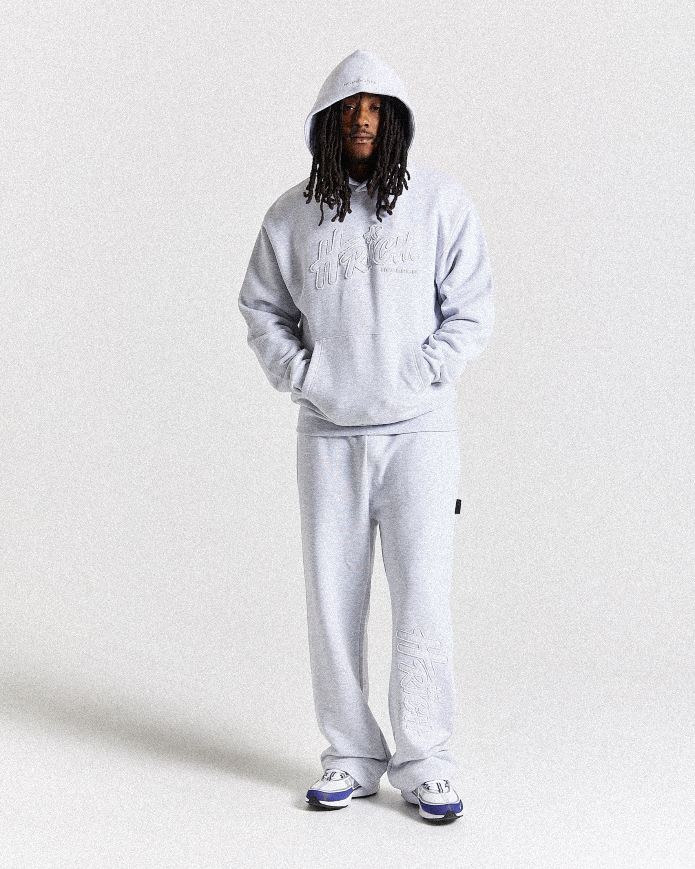 Felpa con cappuccio oversize Asthrich - Grigio chiaro