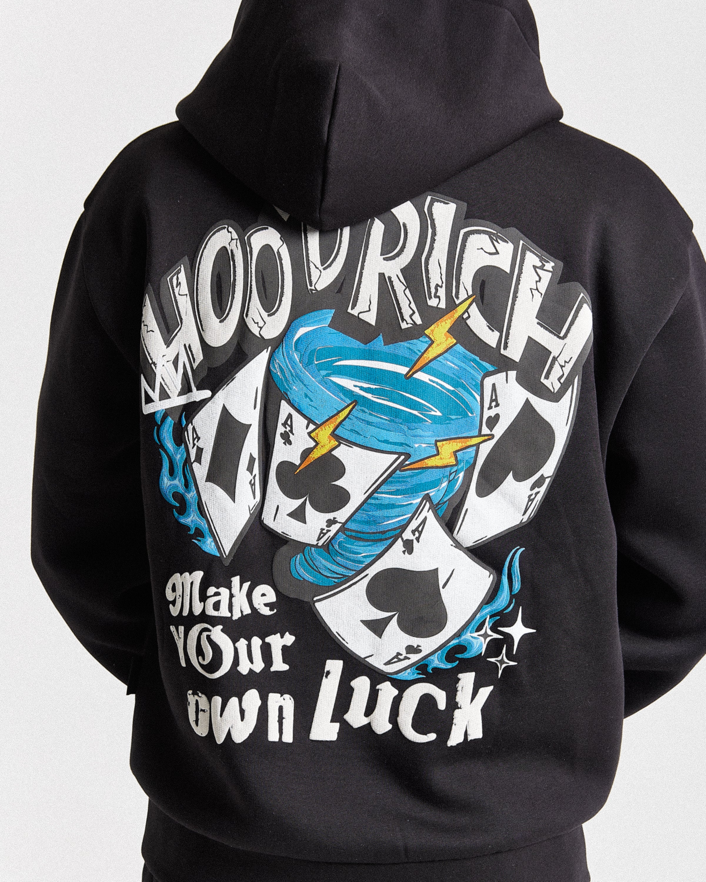 Felpa oversize con cappuccio Your Luck - Nero/Grigio/Blu