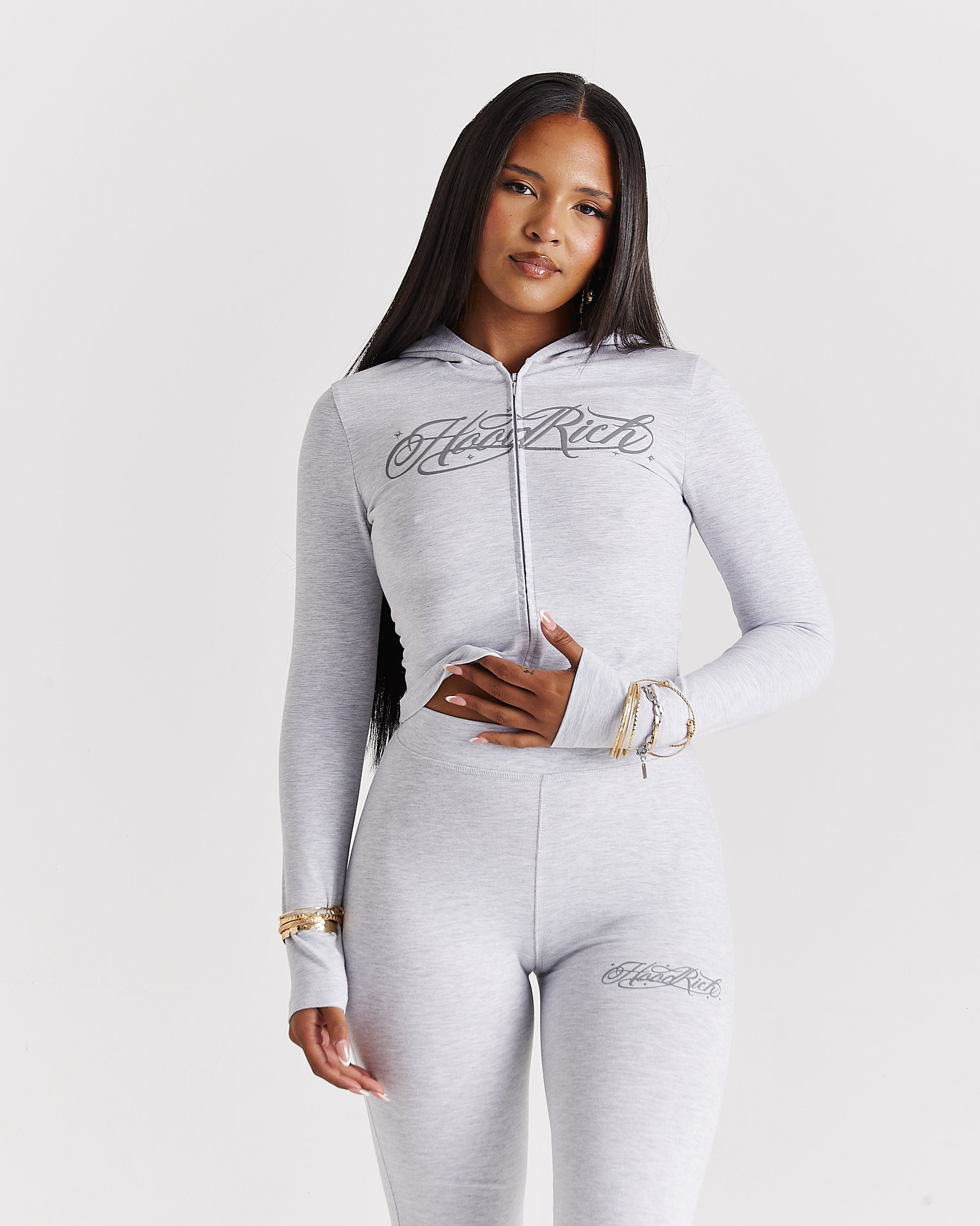 Solace Fitted Zip Top - Grigio chiaro