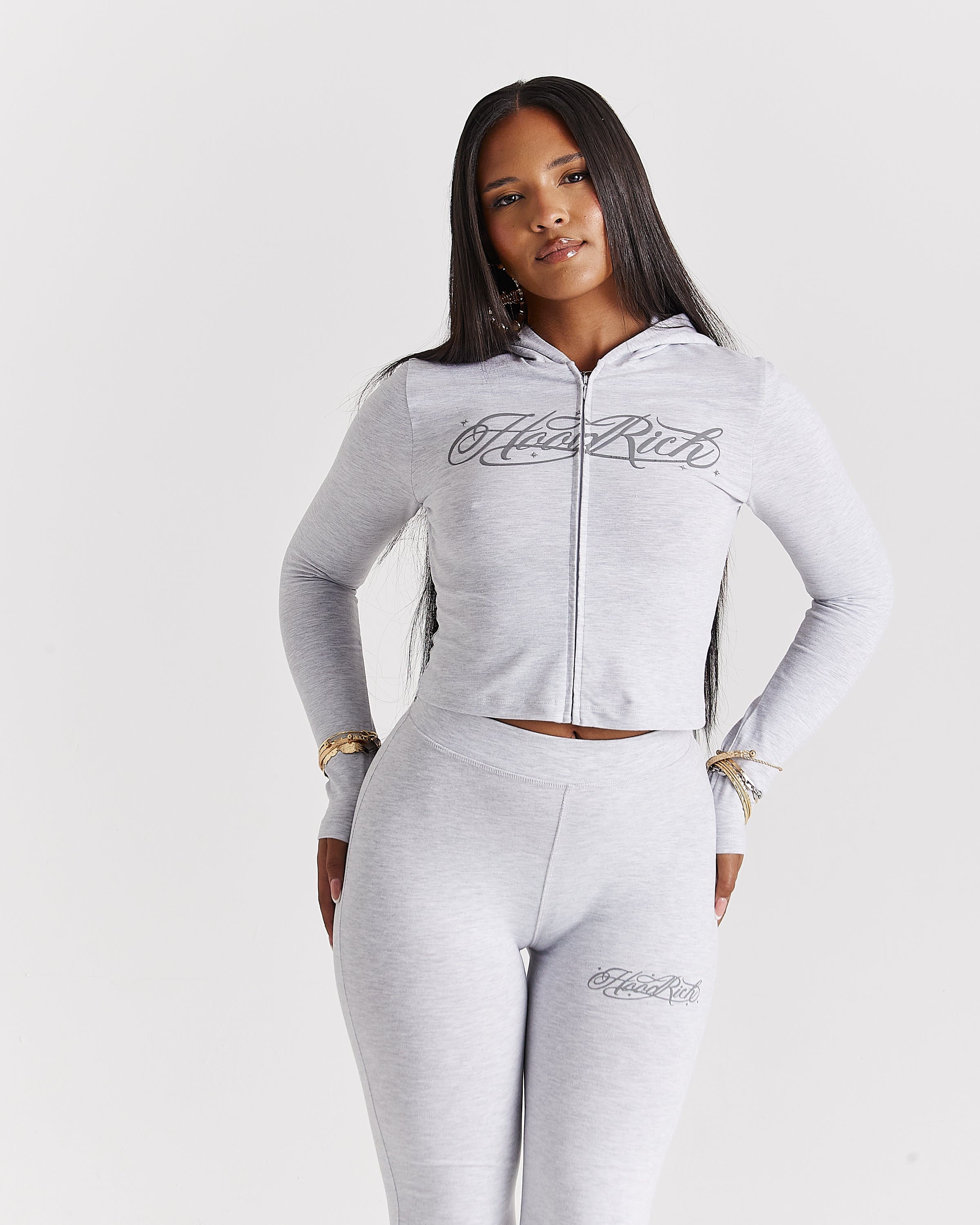 Solace Fitted Zip Top - Grigio chiaro