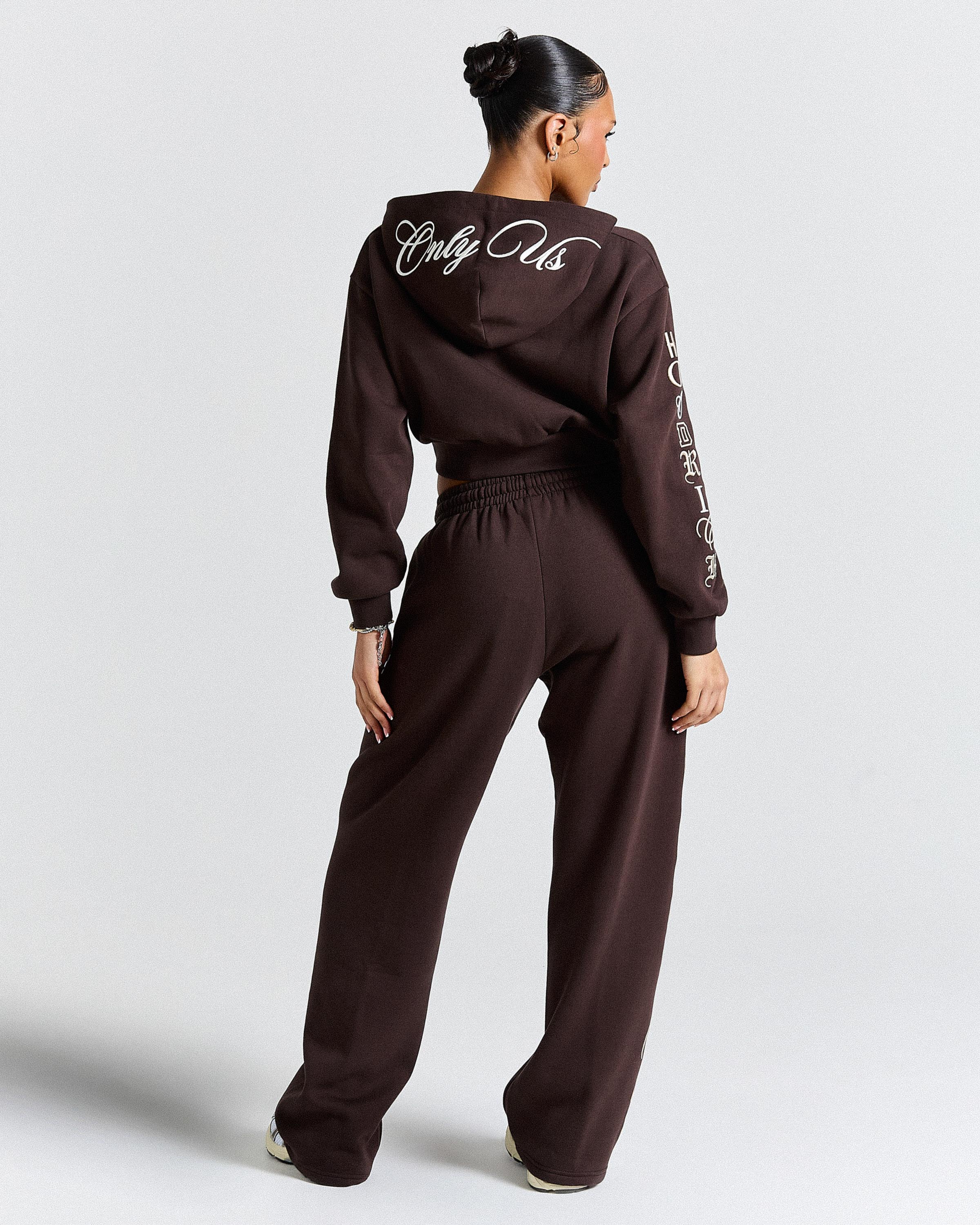 Calor Pantaloni della tuta larghi oversize - Marrone/Bianco
