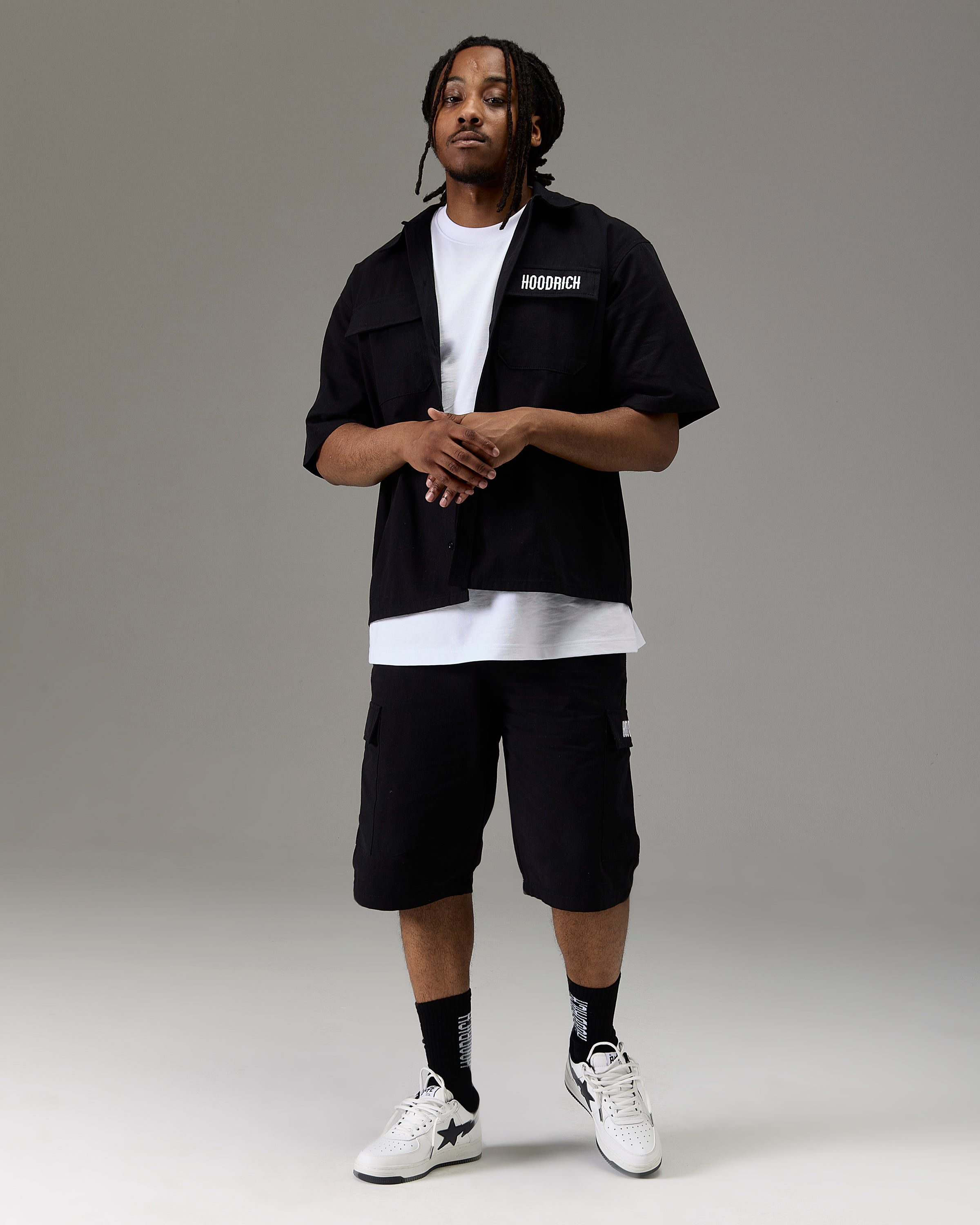 Pantaloncini cargo ripstop Winner's Circle - Nero/Bianco