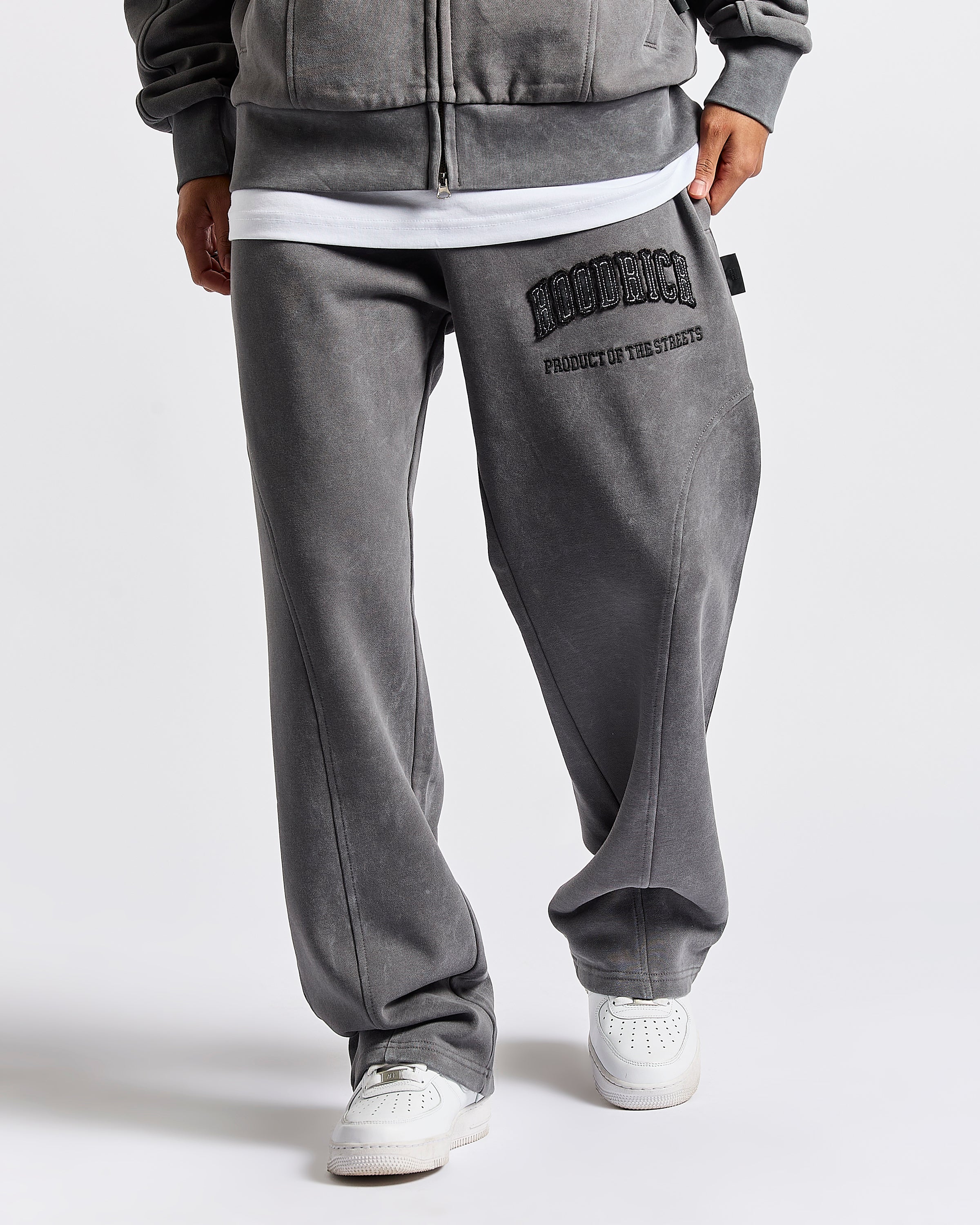 Pantaloni da jogging oversize a gamba larga Cursed - Grigio lavaggio/Nero