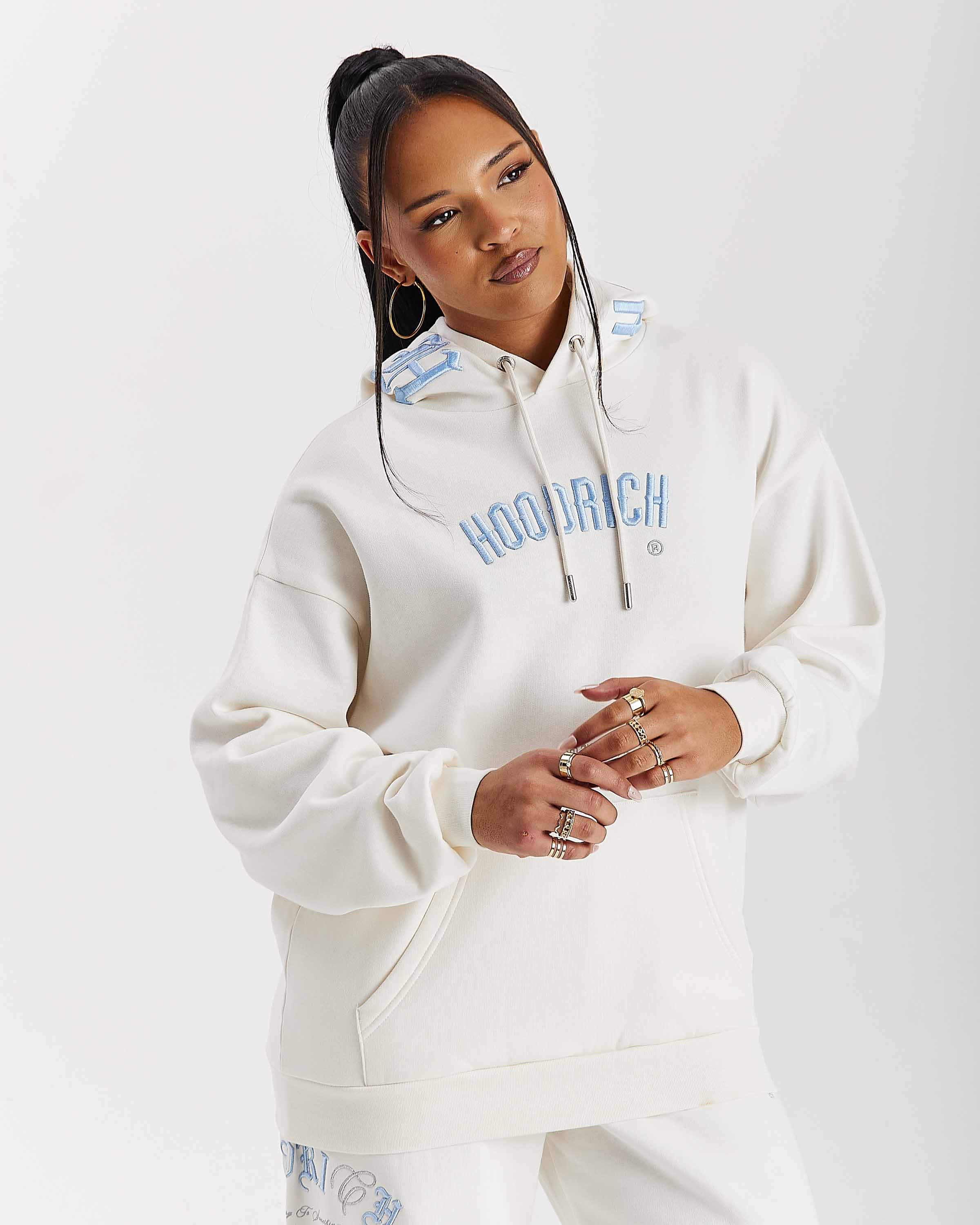 Felpa con cappuccio oversize Calor - Bianco sporco/Blu