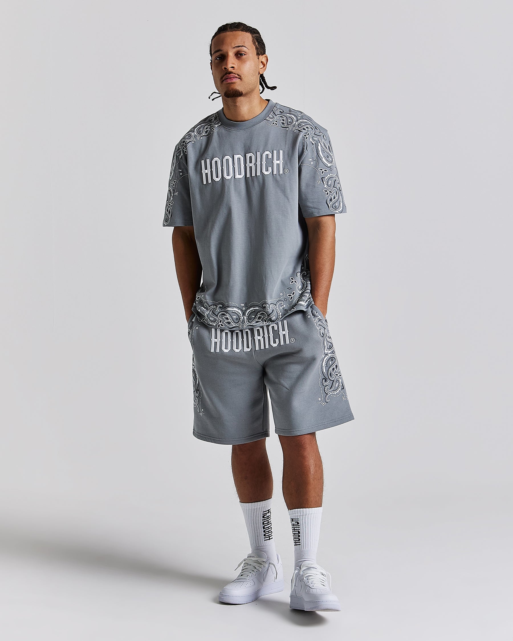 Motif Oversized T-Shirt - Grey/White