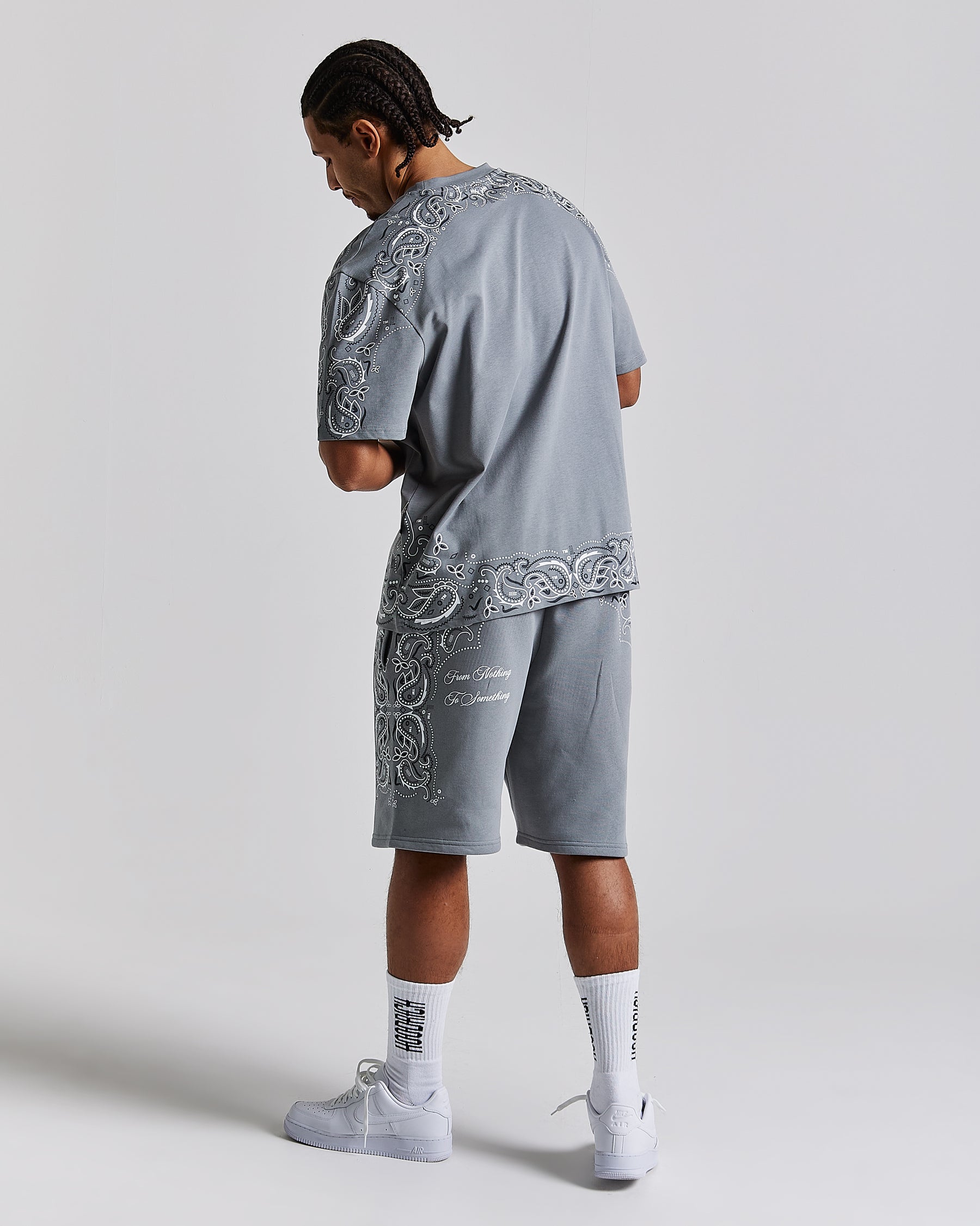 Motif Oversized T-Shirt - Grey/White