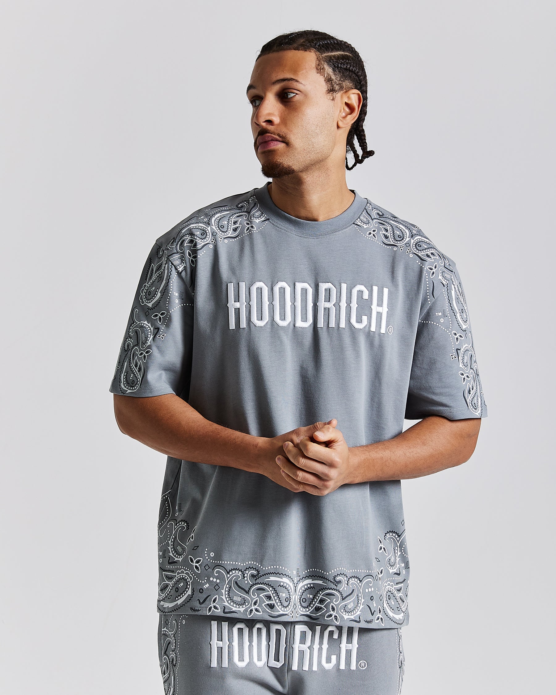 Motif Oversized T-Shirt - Grey/White