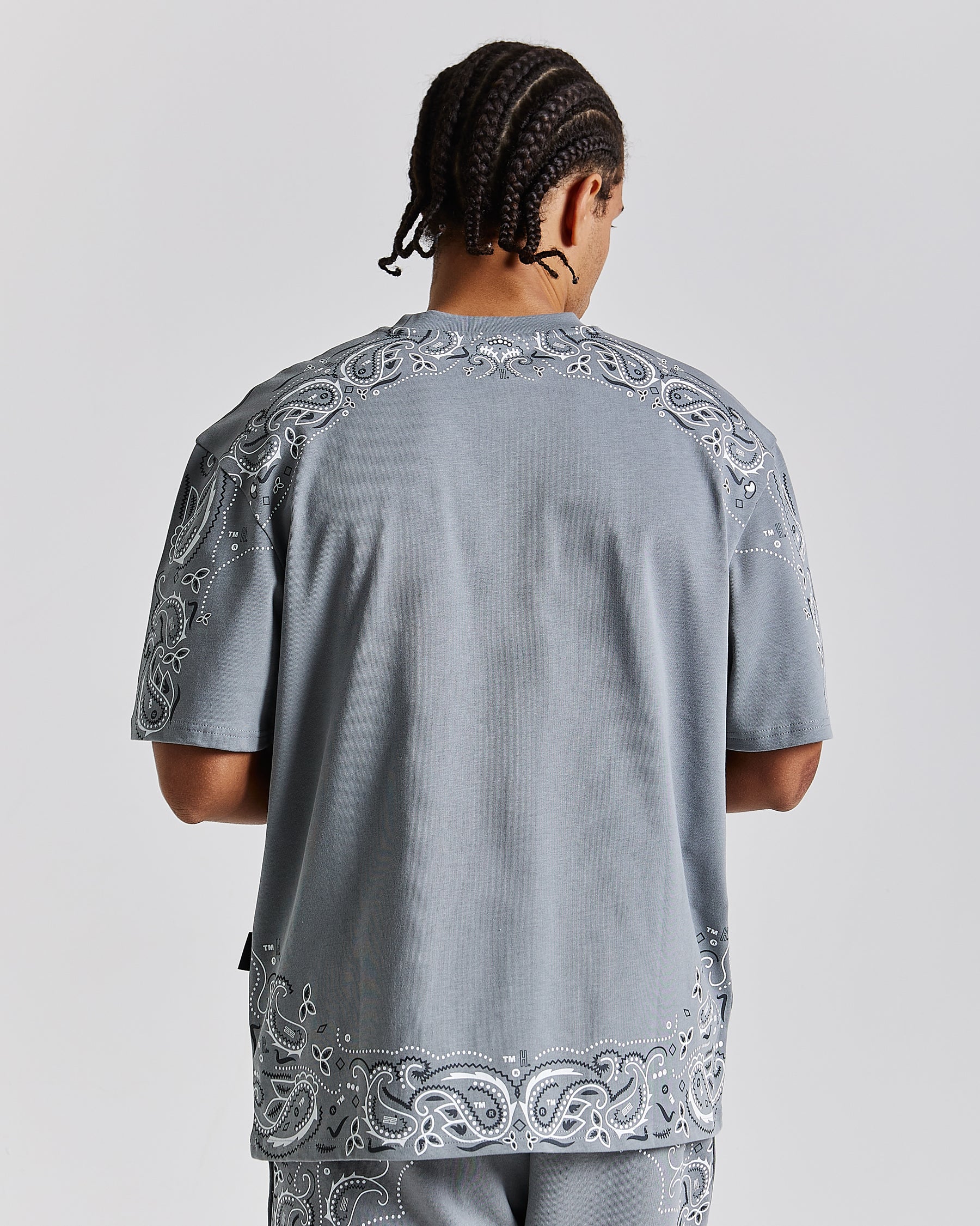 Motif Oversized T-Shirt - Grey/White