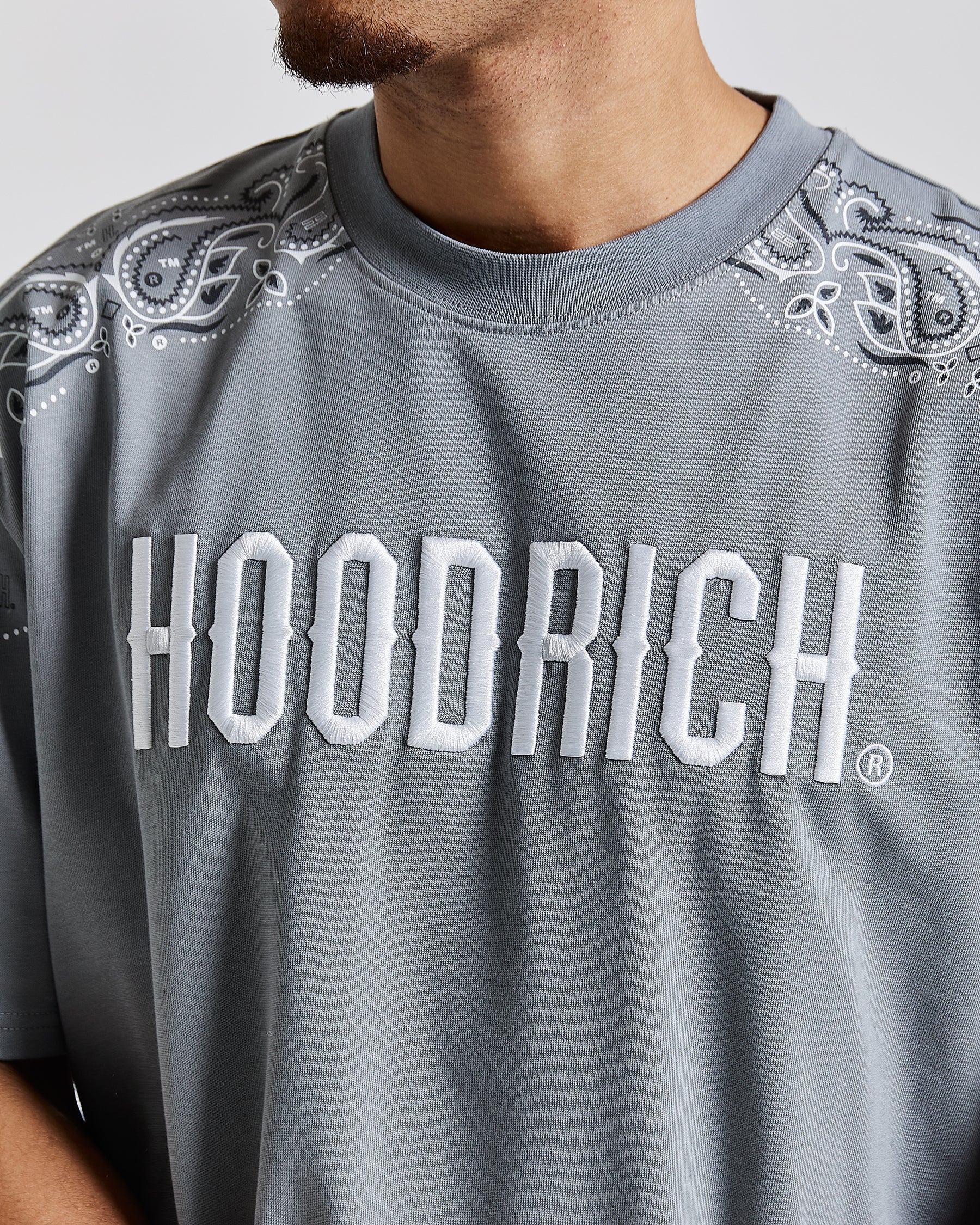 Motif Oversized T-Shirt - Grey/White