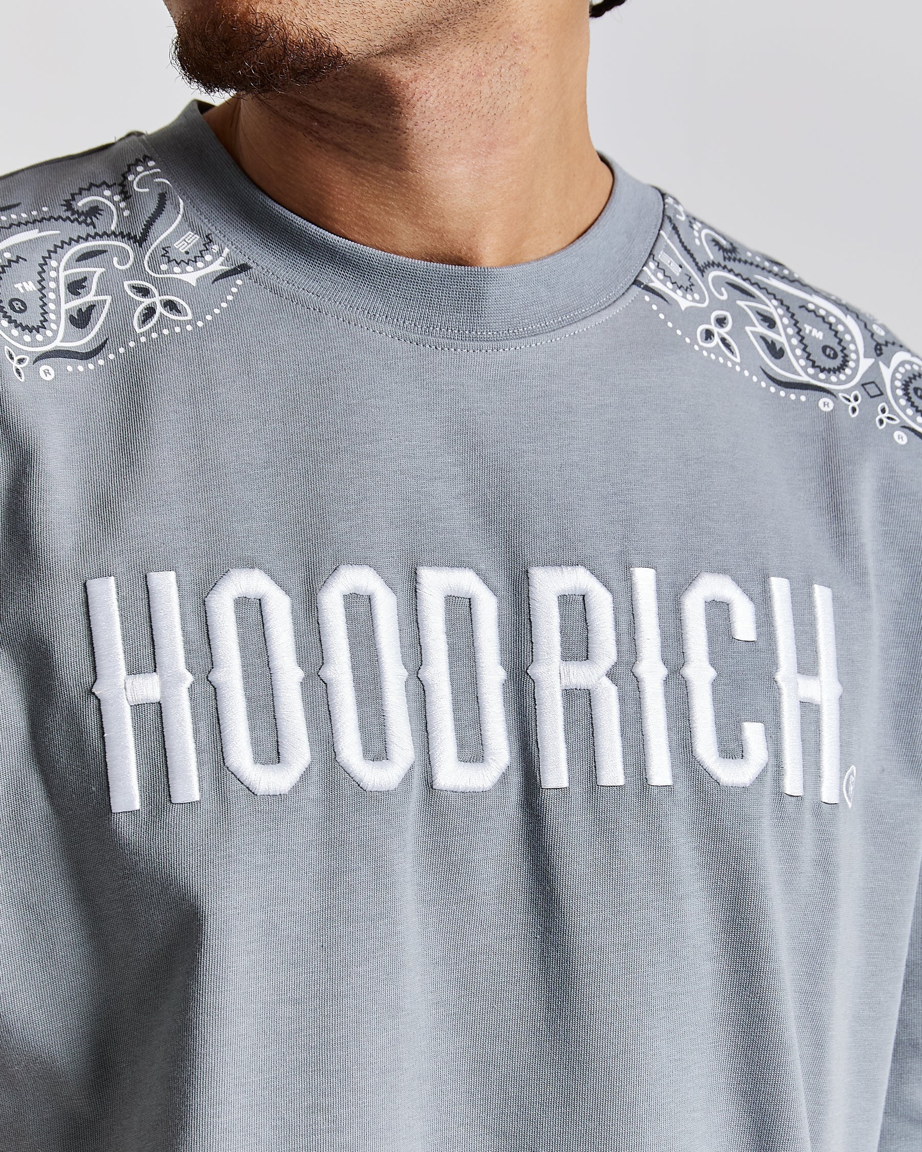 Motif Oversized T-Shirt - Grey/White