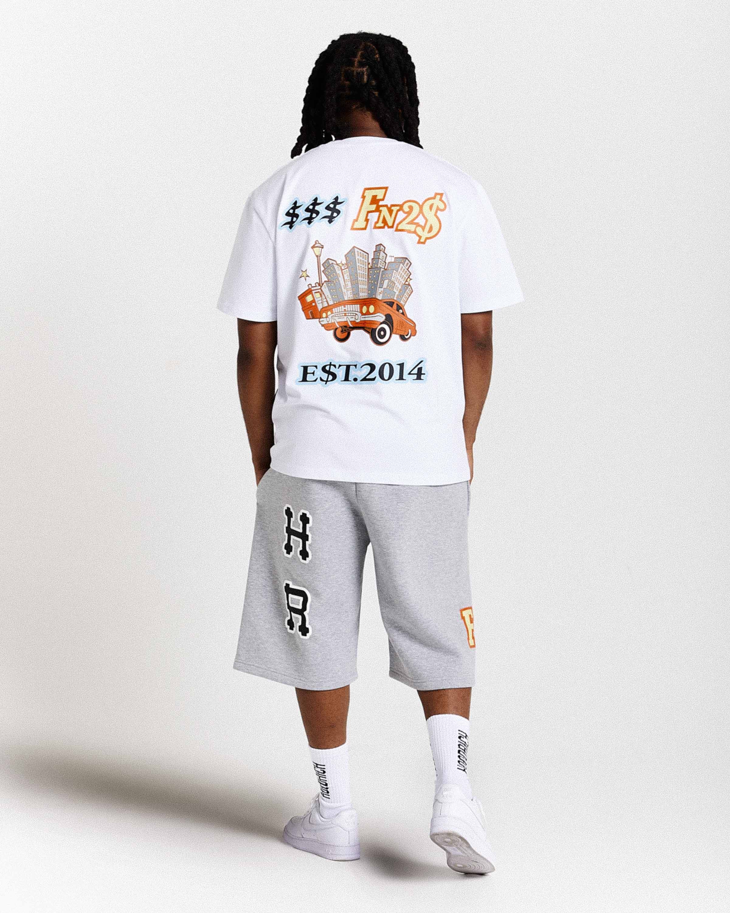 Pantaloncini oversize Loony - Grigio scuro/Bianco