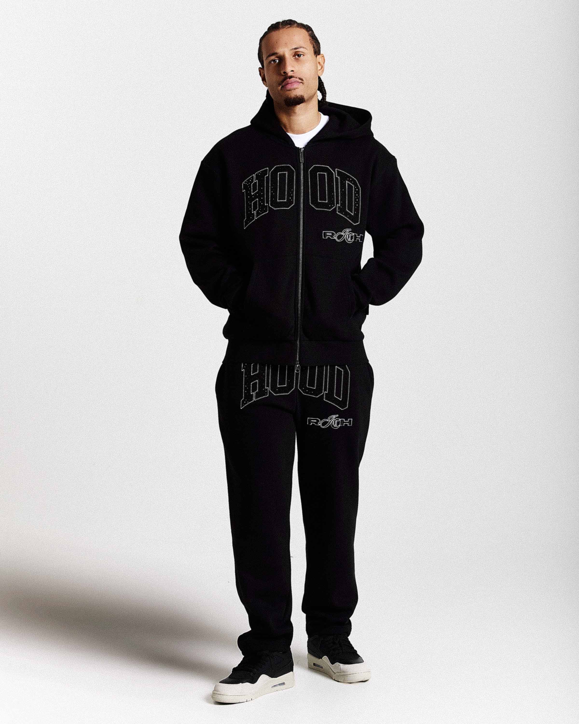Felpa con cappuccio oversize Captain - Nero/Bianco