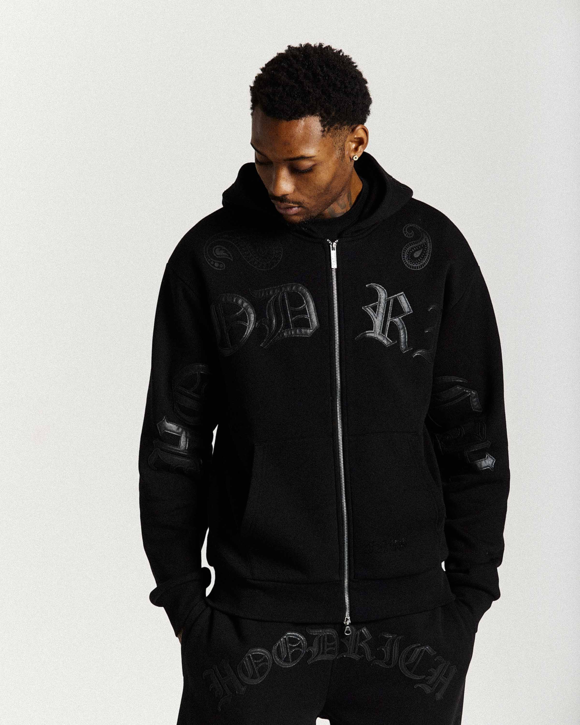 Felpa con cappuccio oversize Inkline con zip - Nera