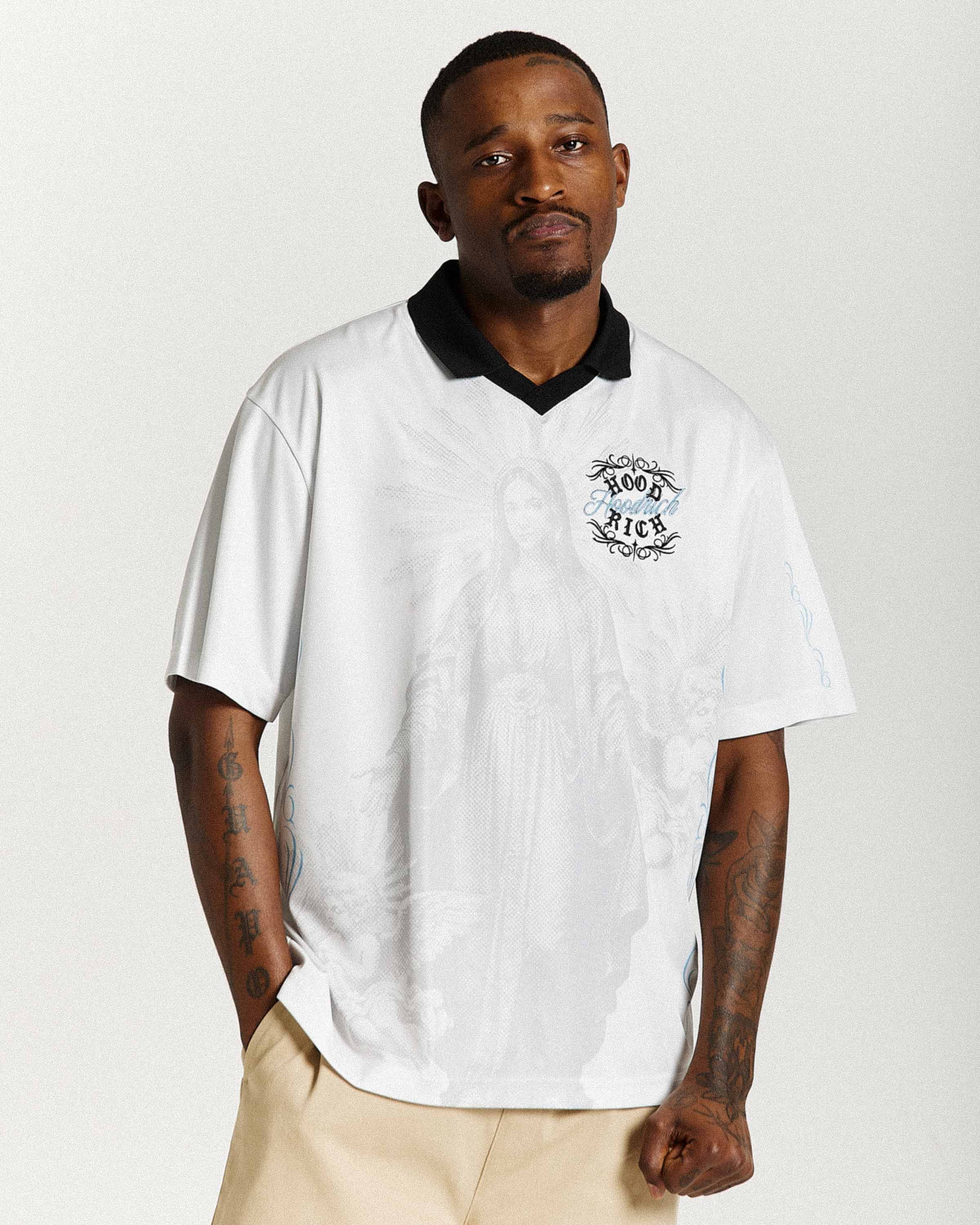 Maglia da calcio oversize Rito - Bianco sporco/Nero/Blu