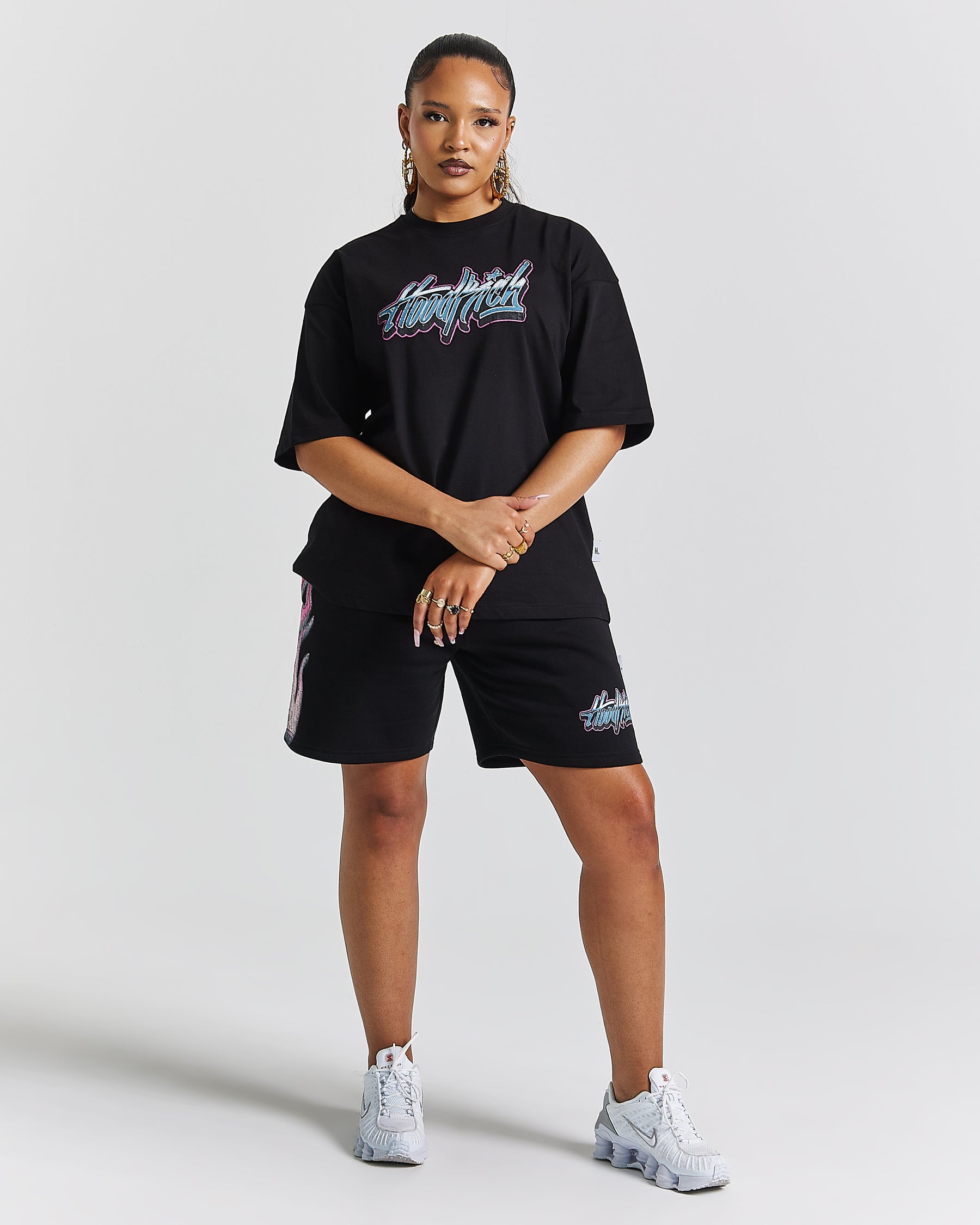 Erupt Oversized T-Shirt - Black/Pinks