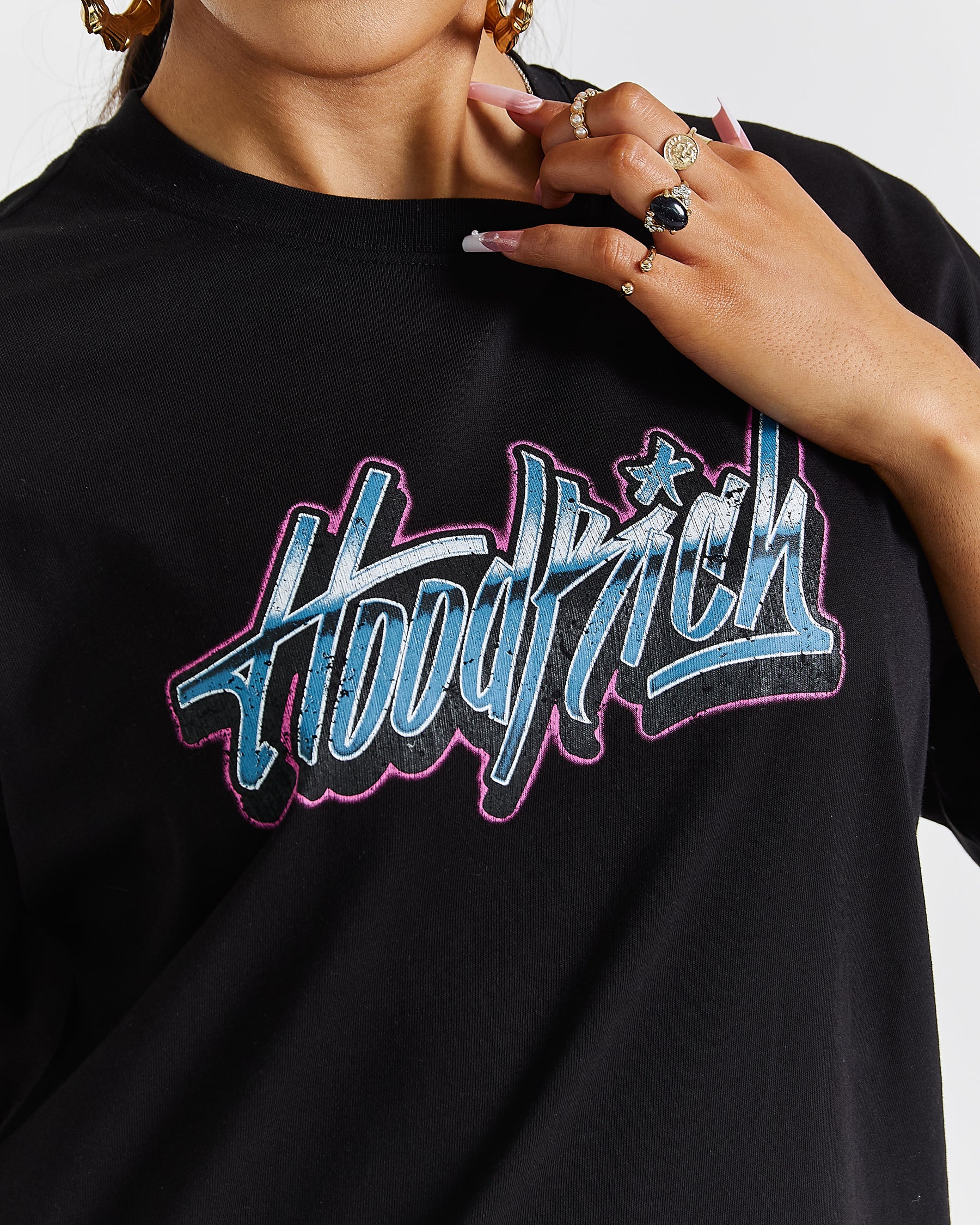 Erupt Oversized T-Shirt - Black/Pinks