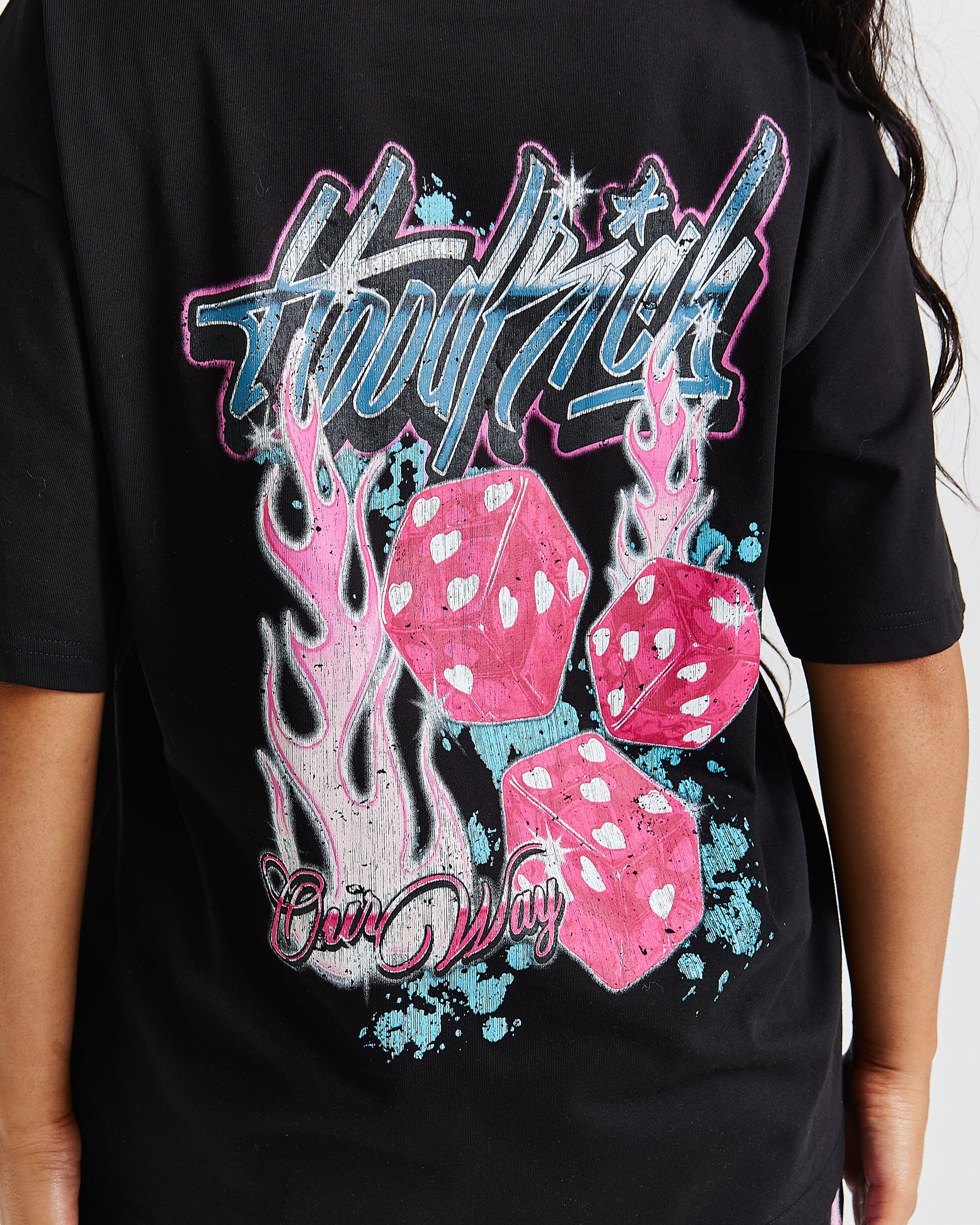 Erupt Oversized T-Shirt - Black/Pinks