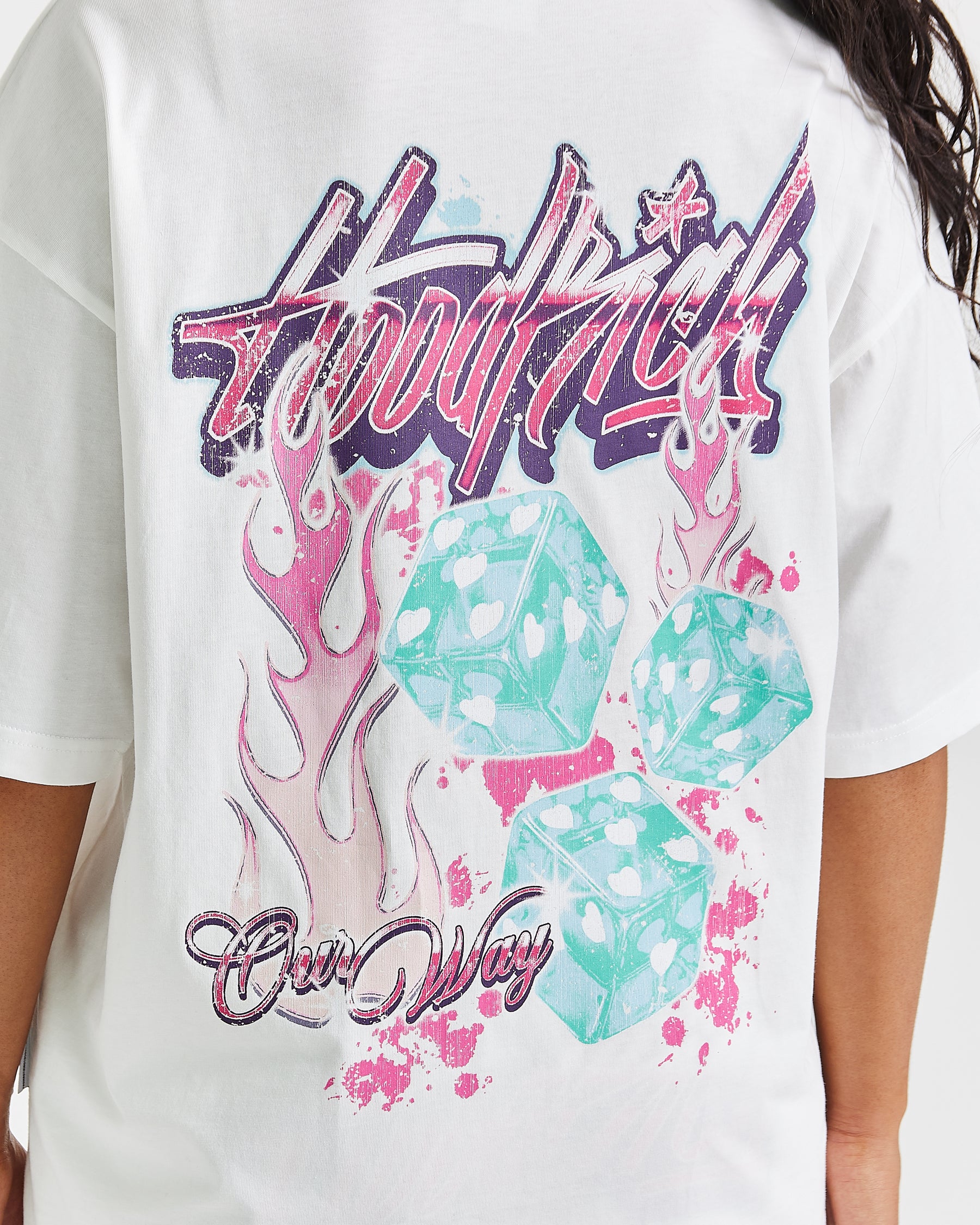 Erupt Oversized T-Shirt - White/Pinks